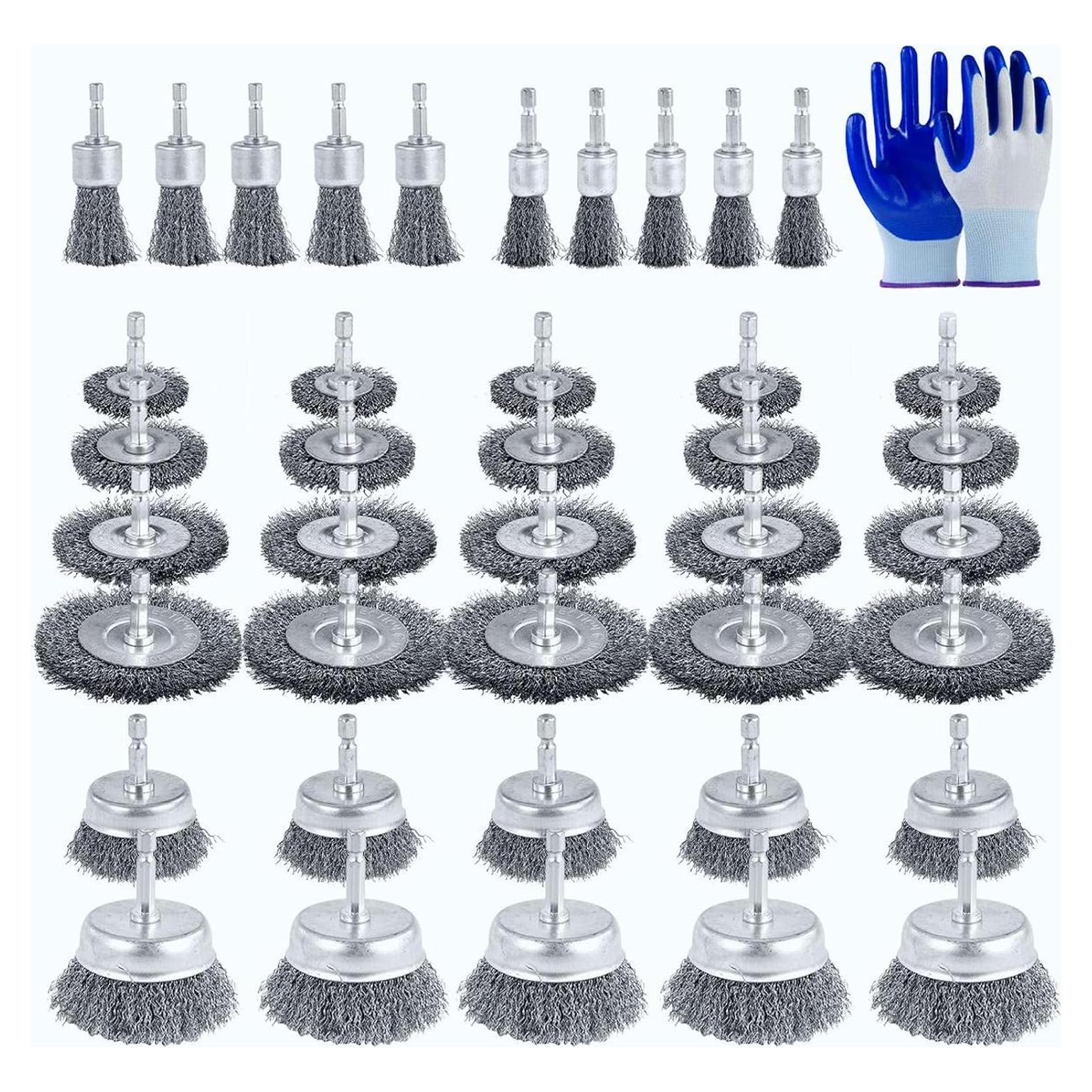 Juego de 40 Cepillos de Alambre ATMTV con Guantes - 1/4"
