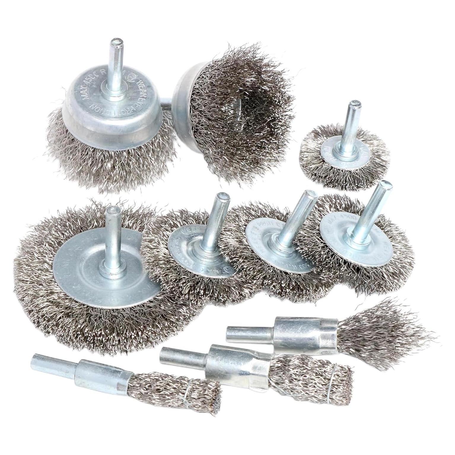 Juego de 10 cepillos de alambre Hiqalty para taladro 6.35 mm