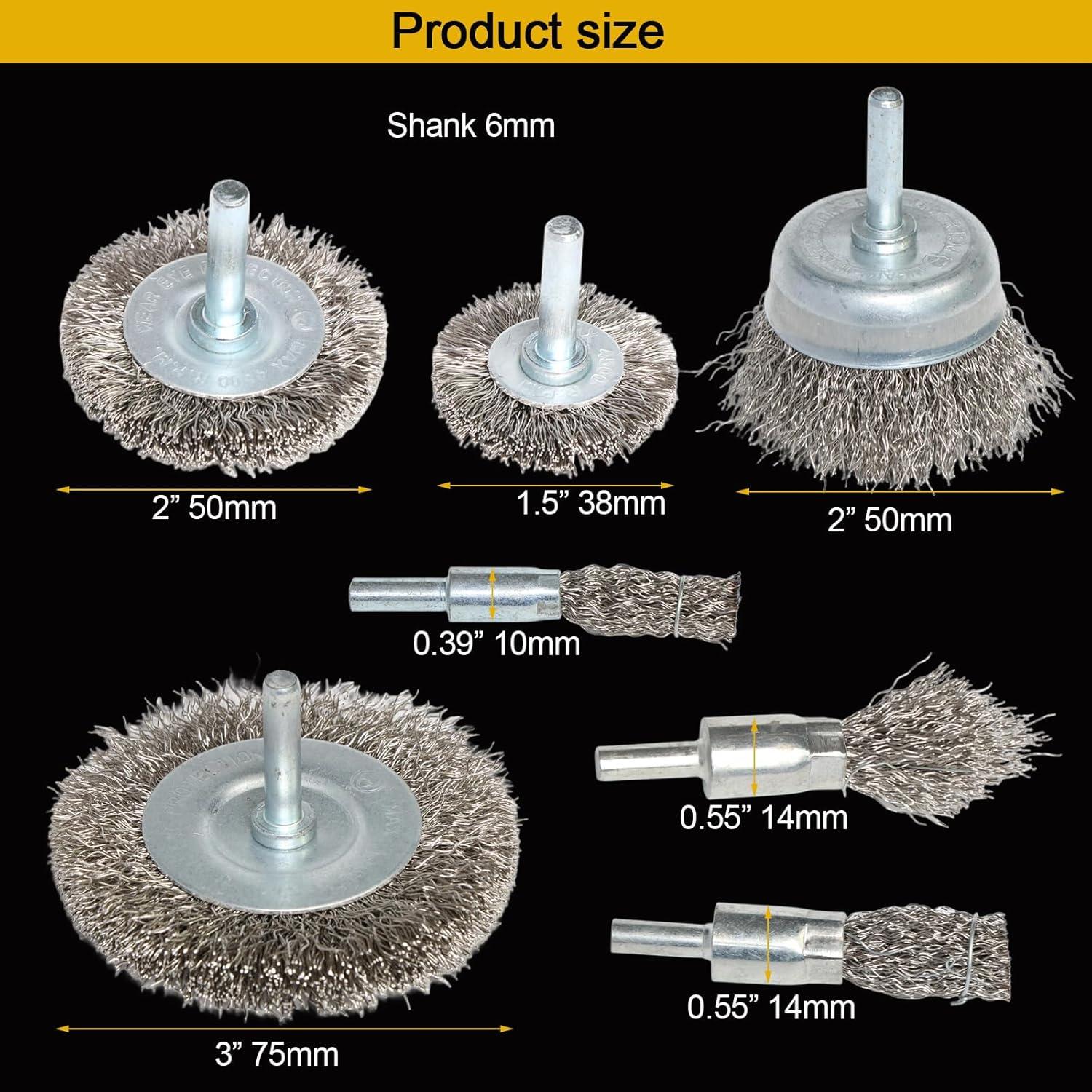 Juego de 10 cepillos de alambre Hiqalty para taladro 6.35 mm