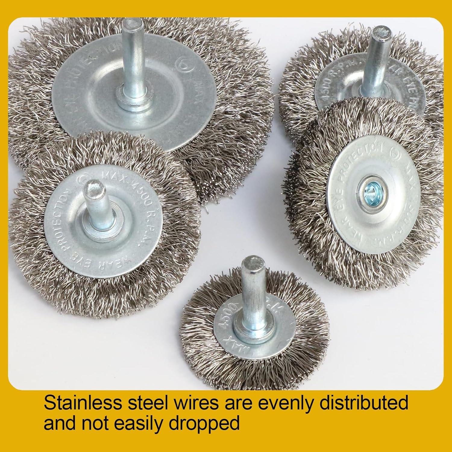 Juego de 10 cepillos de alambre Hiqalty para taladro 6.35 mm