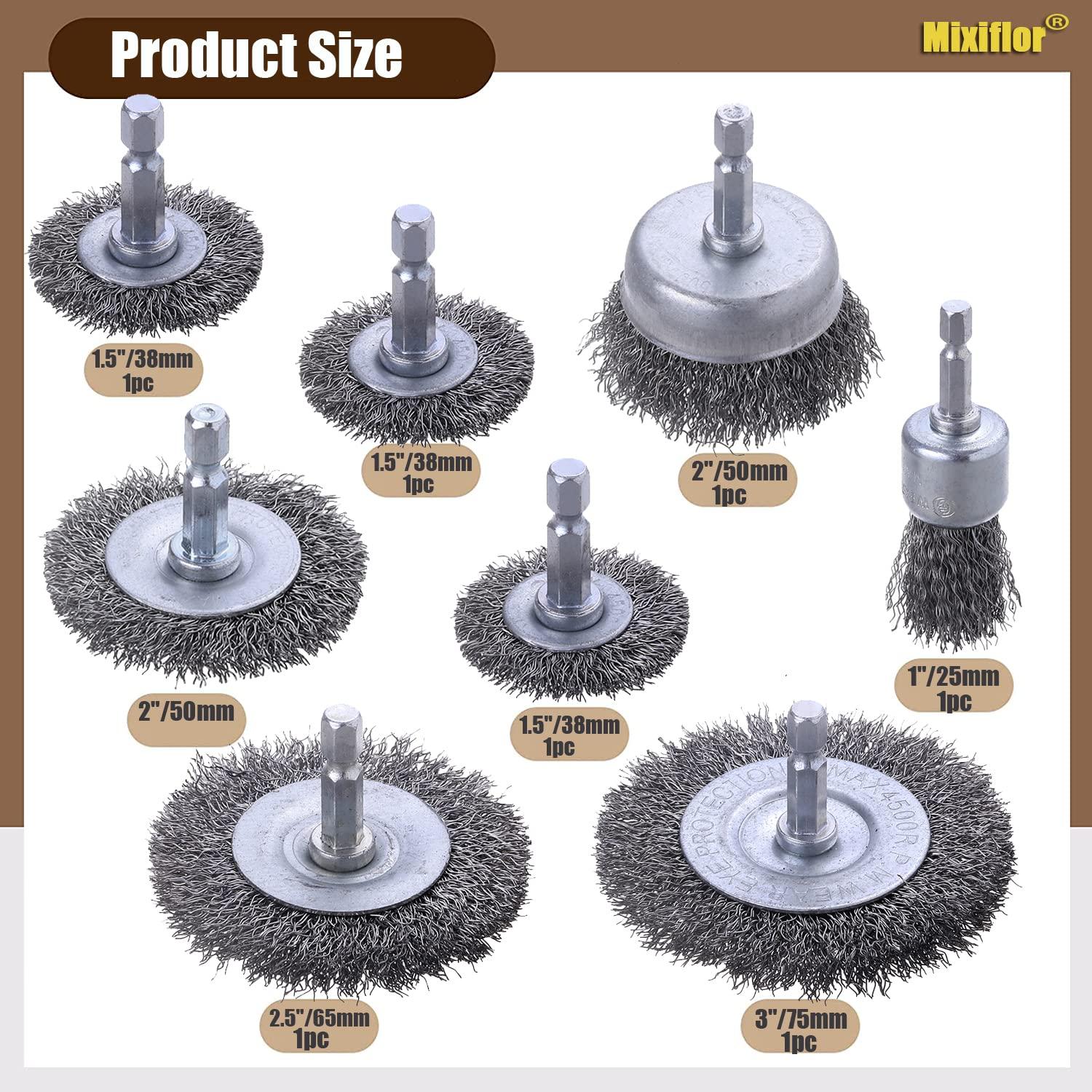 Juego de Cepillos de Alambre para Taladro Mixiflor 8 Piezas