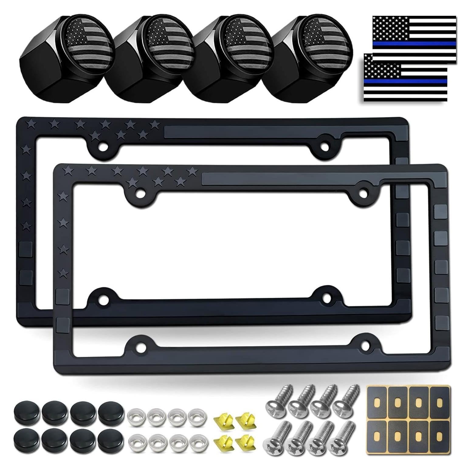 Marco de Placa de Licencia Patriótico FBJTDQ Negro Mate 2 Piezas