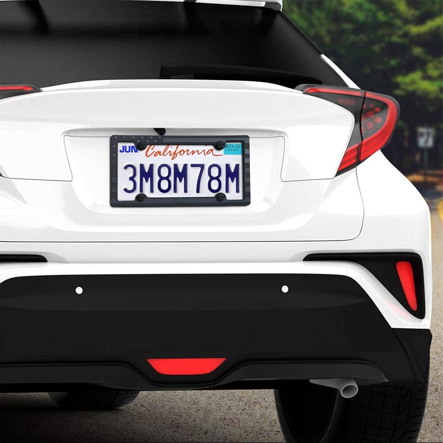 Marco de Placa de Licencia Patriótico FBJTDQ Negro Mate 2 Piezas