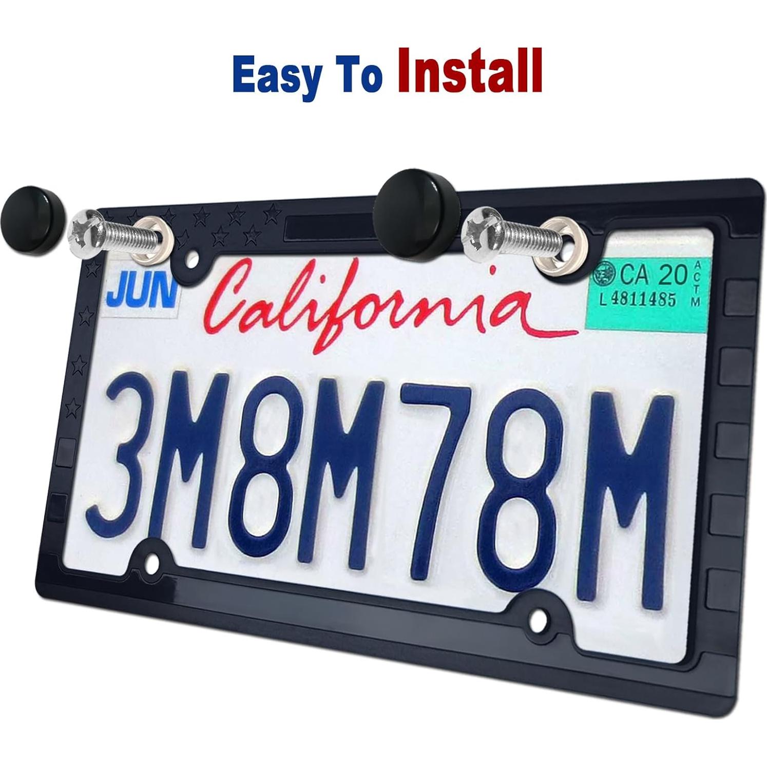 Marco de Placa de Licencia Patriótico FBJTDQ Negro Mate 2 Piezas