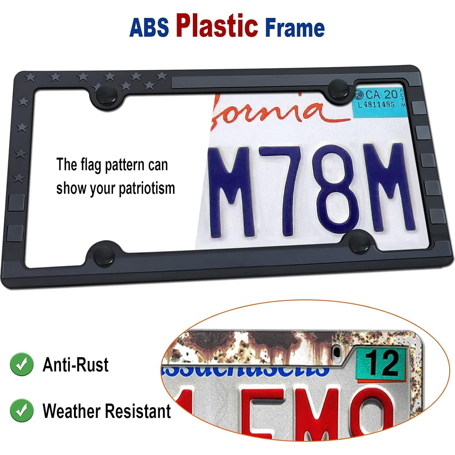 Marco de Placa de Licencia Patriótico FBJTDQ Negro Mate 2 Piezas