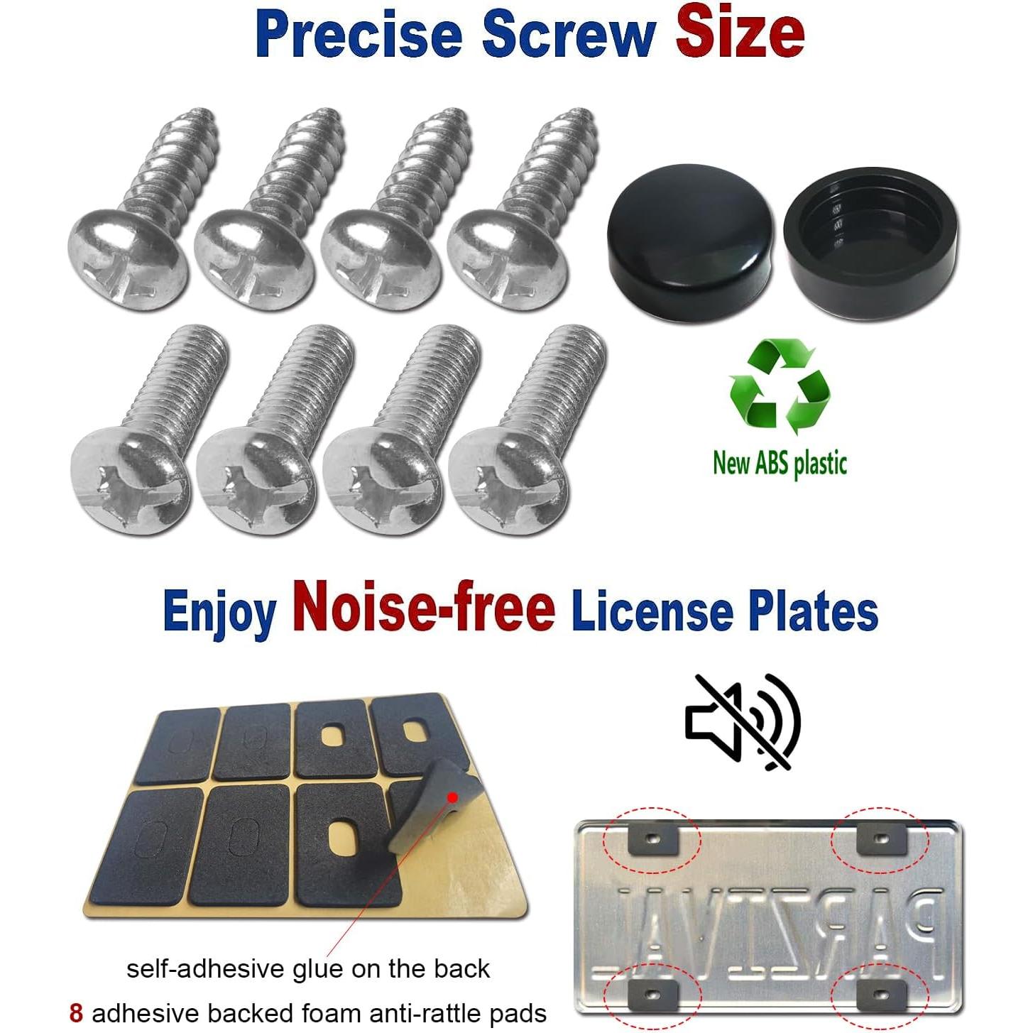 Marco de Placa de Licencia Patriótico FBJTDQ Negro Mate 2 Piezas