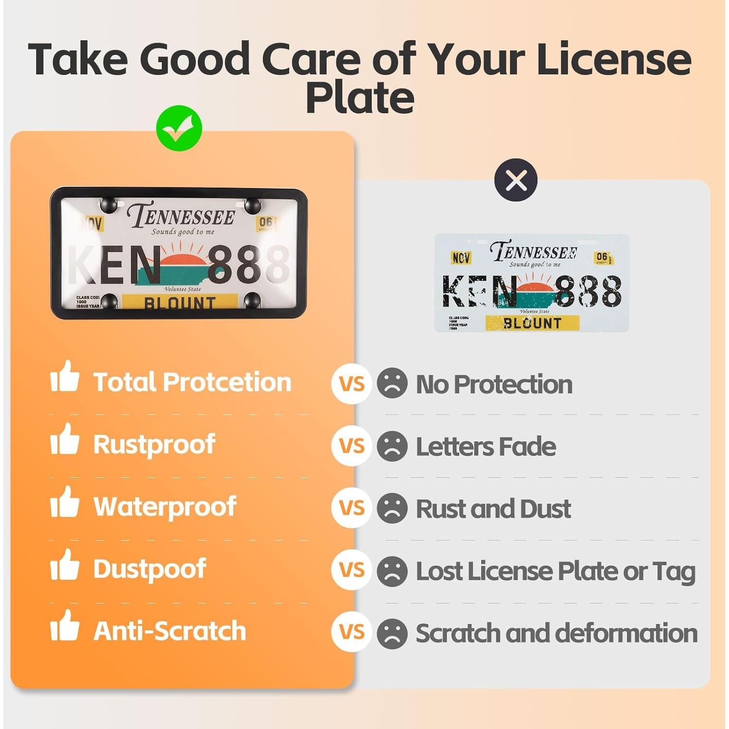 Cubierta y Marco de Placa de Licencia Tzuoen MX0001 Claro