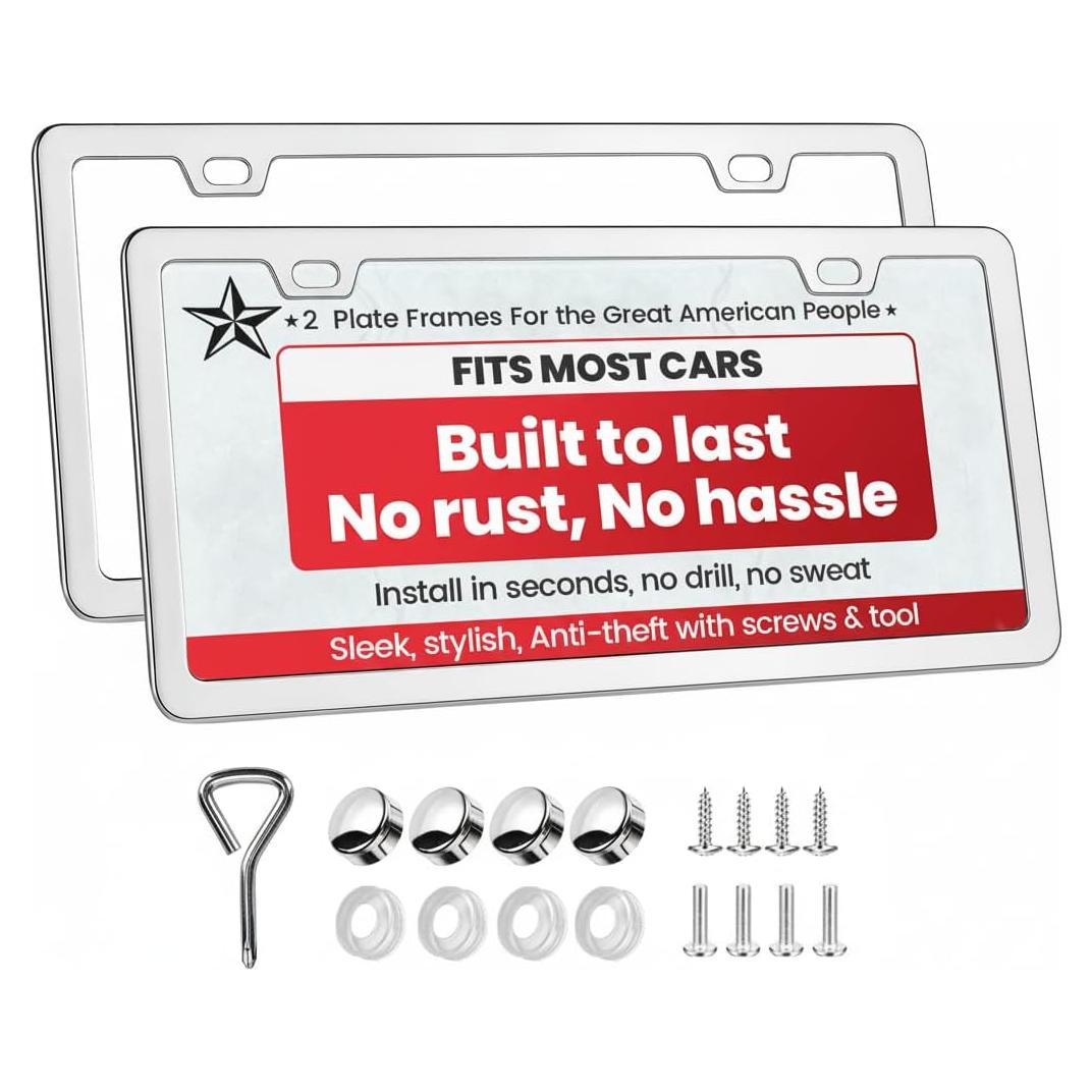 Paquete de 2 Marcos de Placa de Licencia Cromados Discount Parts
