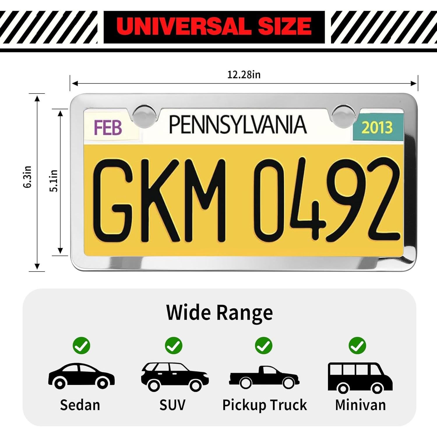 Paquete de 2 Marcos de Placa de Licencia Cromados Discount Parts