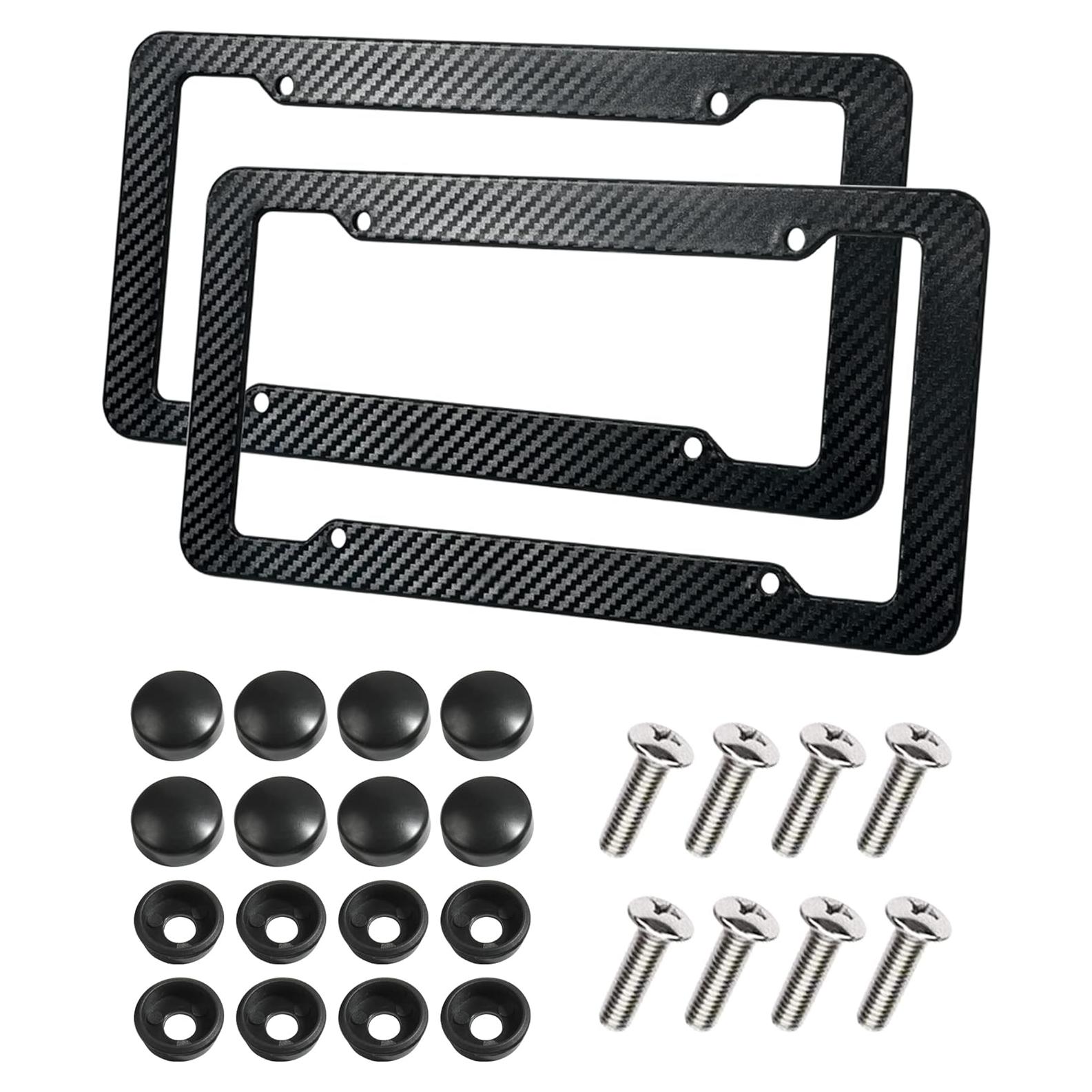 Marco de Placa de Licencia Fibra de Carbono Qziulr 2 Piezas