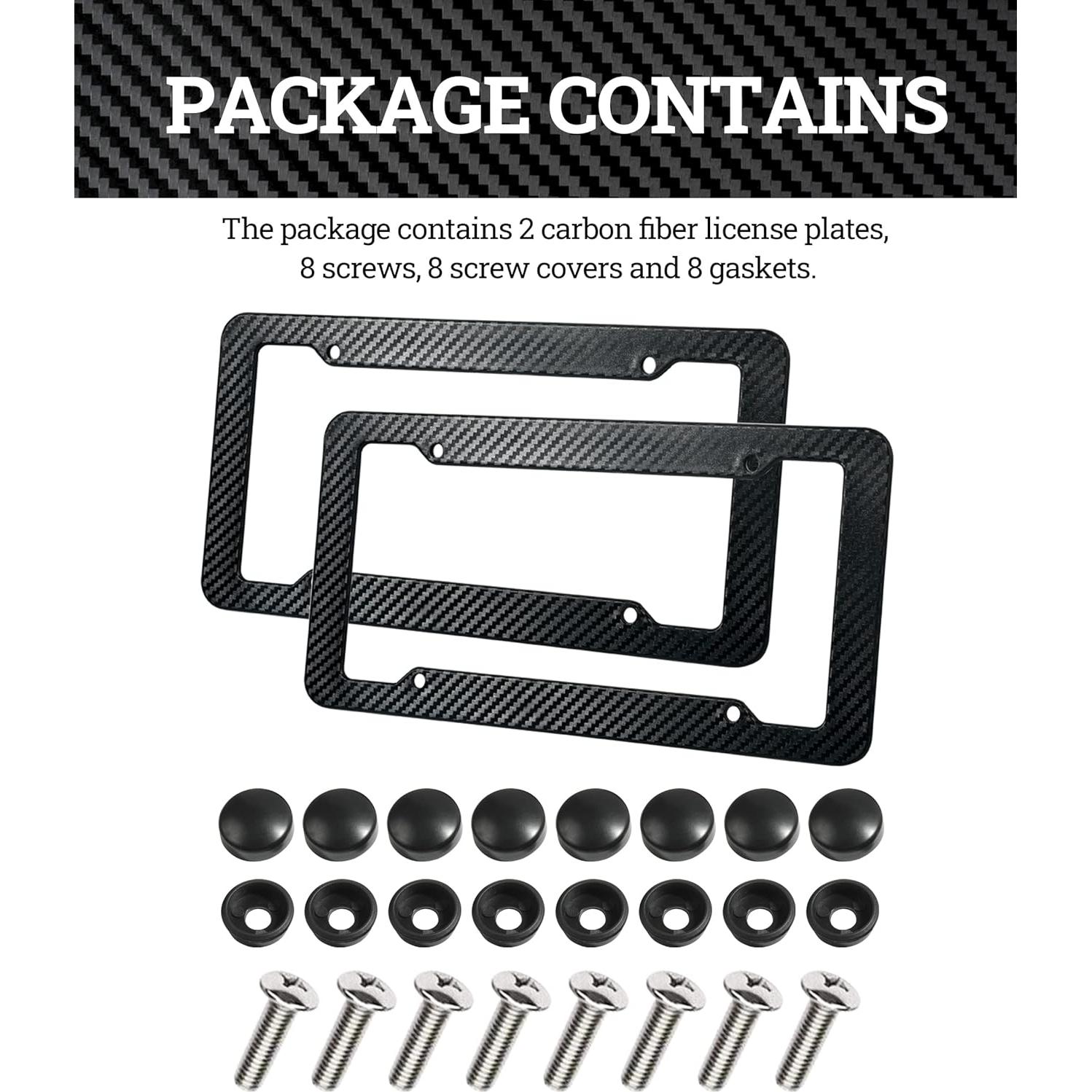 Marco de Placa de Licencia Fibra de Carbono Qziulr 2 Piezas