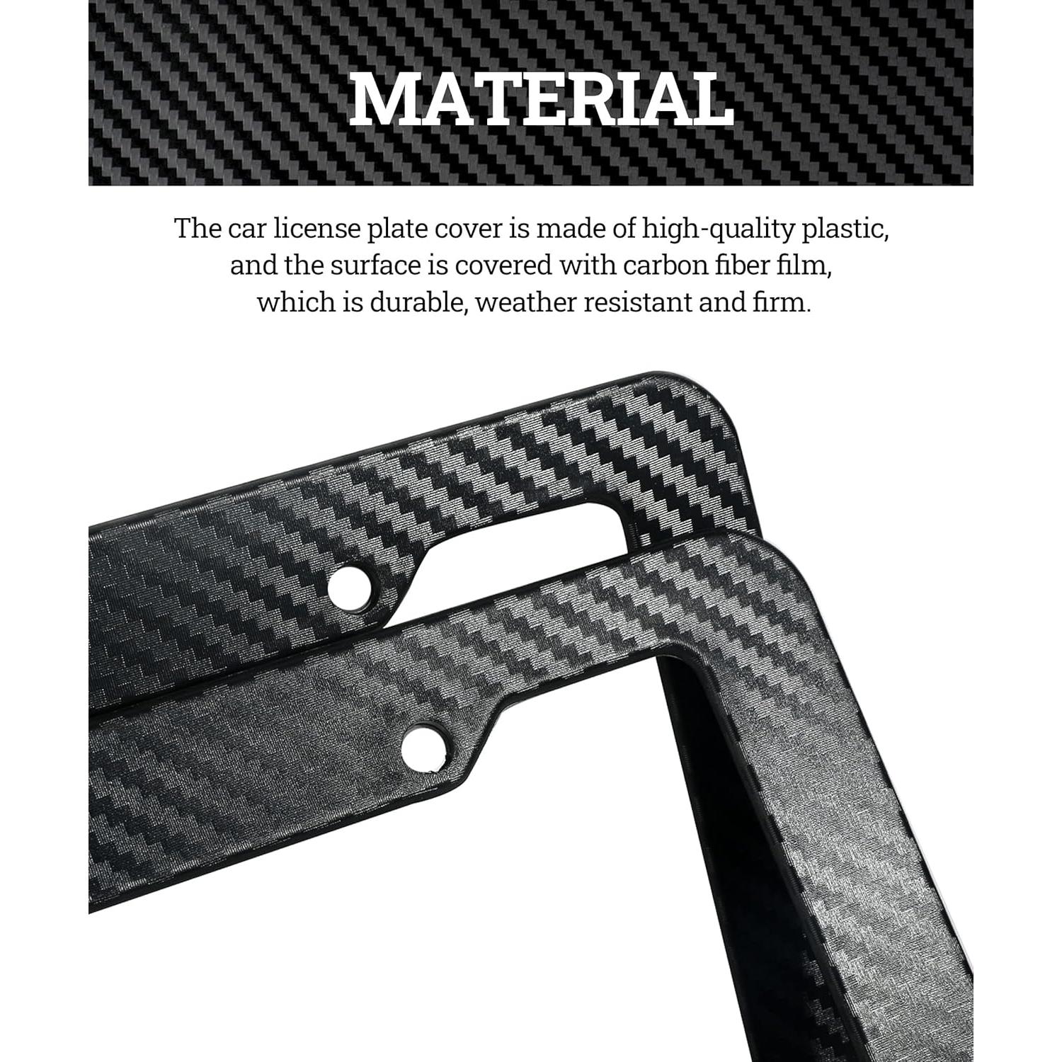 Marco de Placa de Licencia Fibra de Carbono Qziulr 2 Piezas