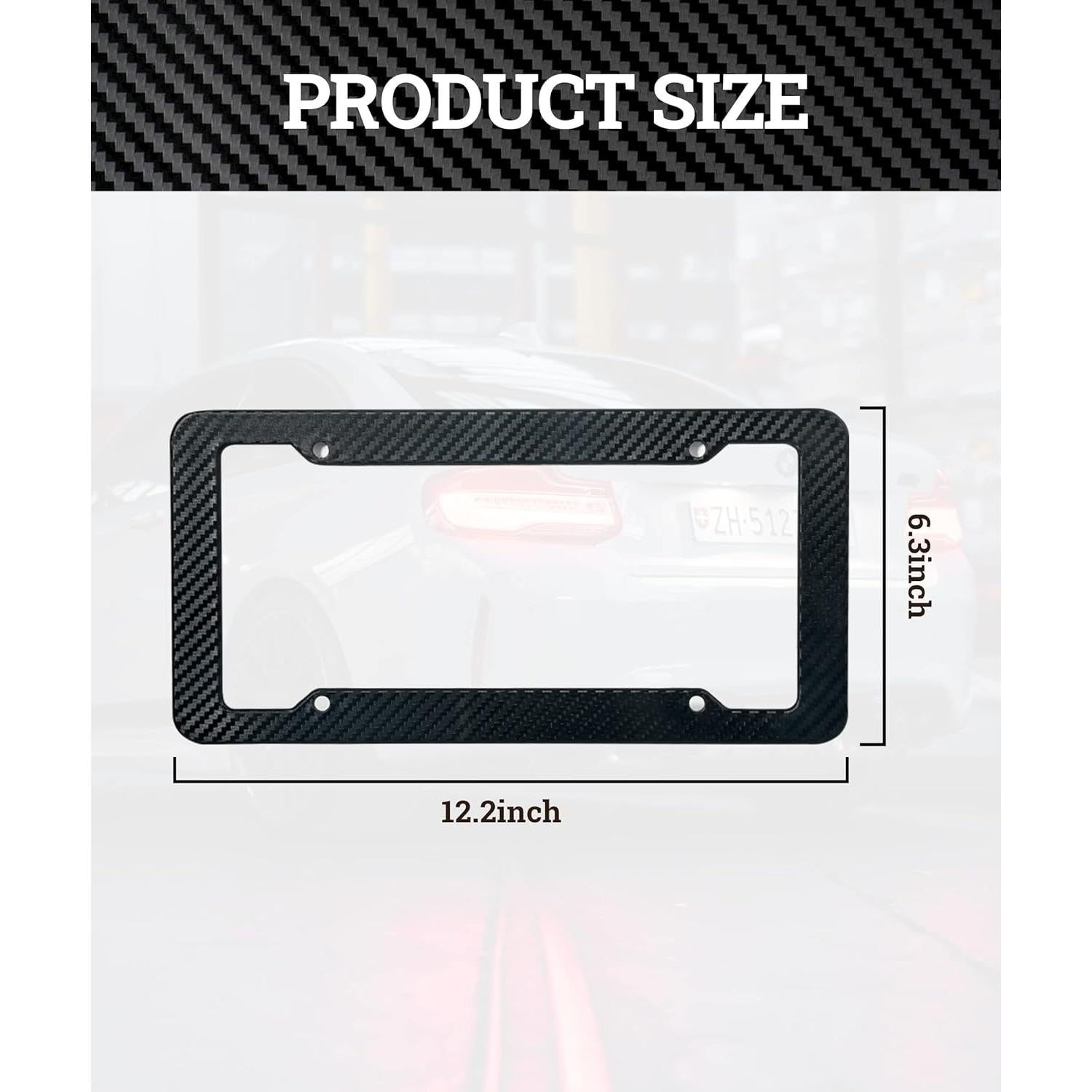 Marco de Placa de Licencia Fibra de Carbono Qziulr 2 Piezas