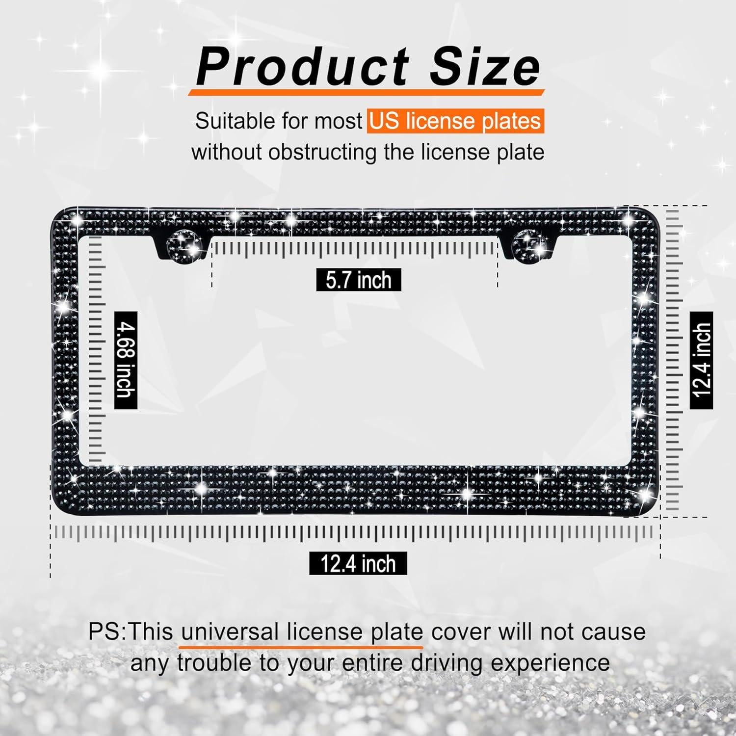 Marcos de Placas de Licencia GaRhomxy 2PCS Brillantes Negro