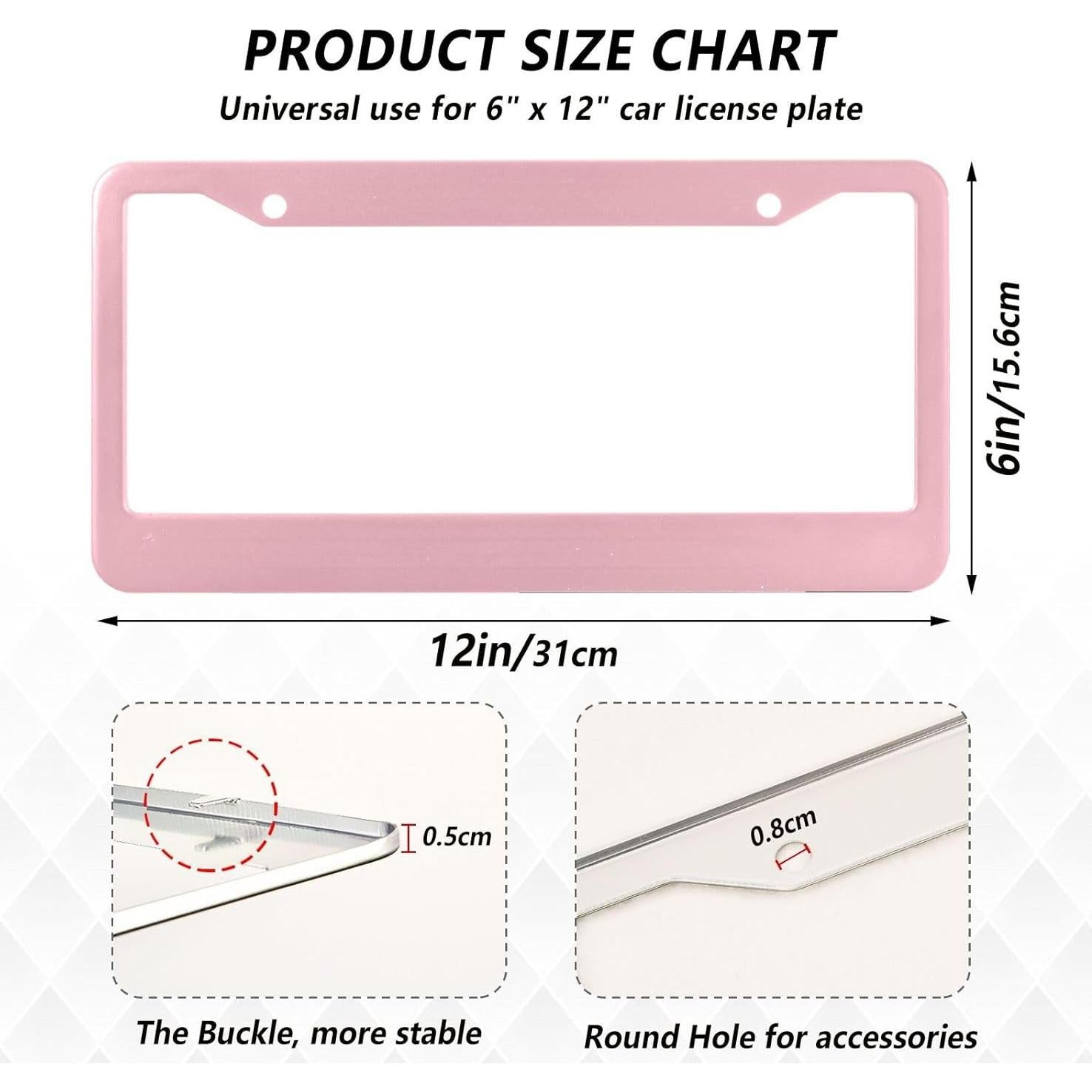 Marco de Placa de Licencia Kigai Rosa - Paquete de 2 Universales