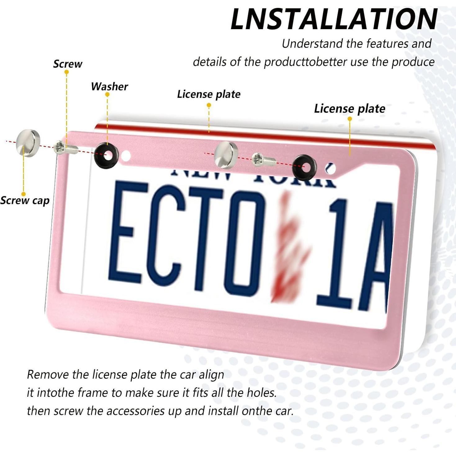 Marco de Placa de Licencia Kigai Rosa - Paquete de 2 Universales