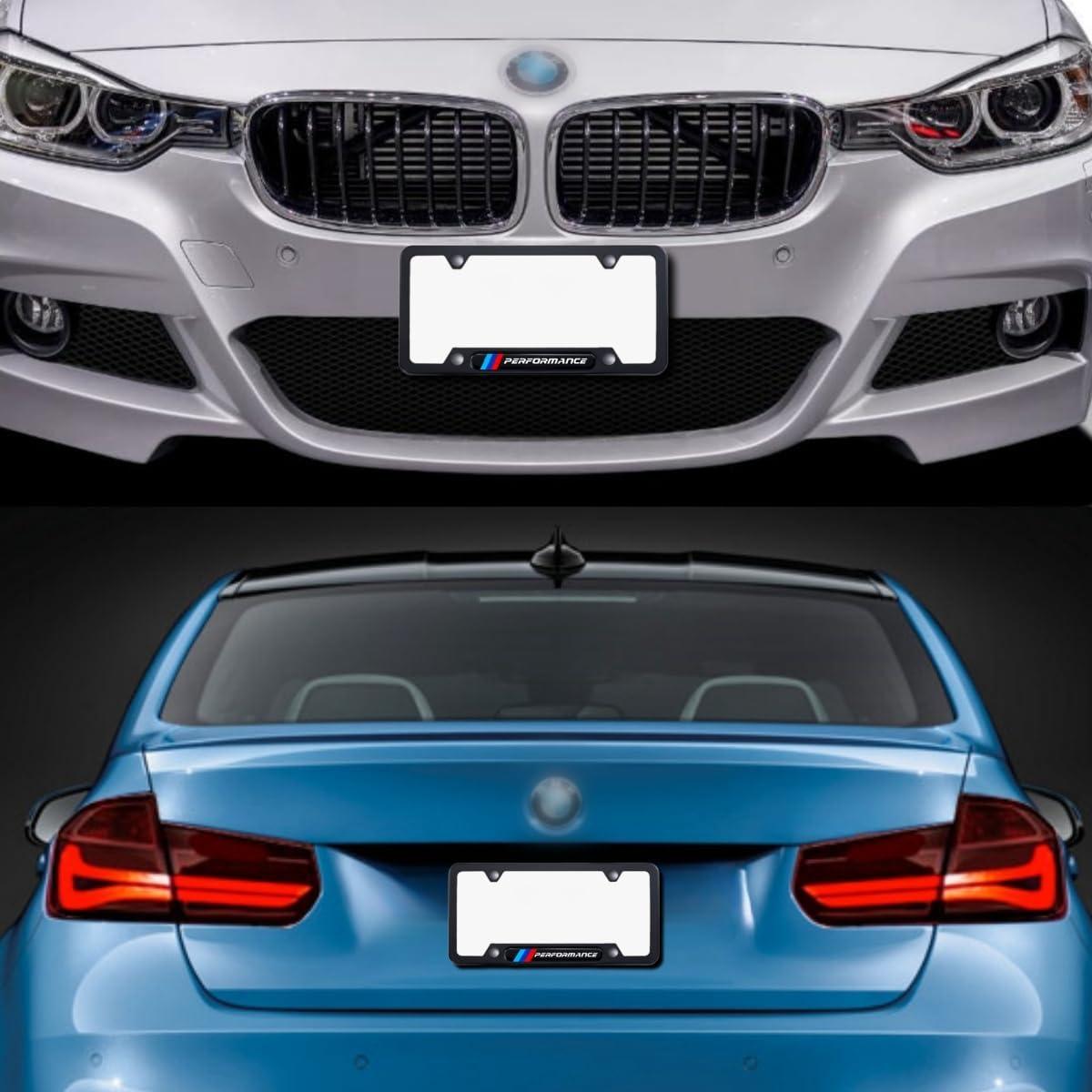 Juego de 2 Marcos de Placas de Licencia QOMAGO Aluminio Negro