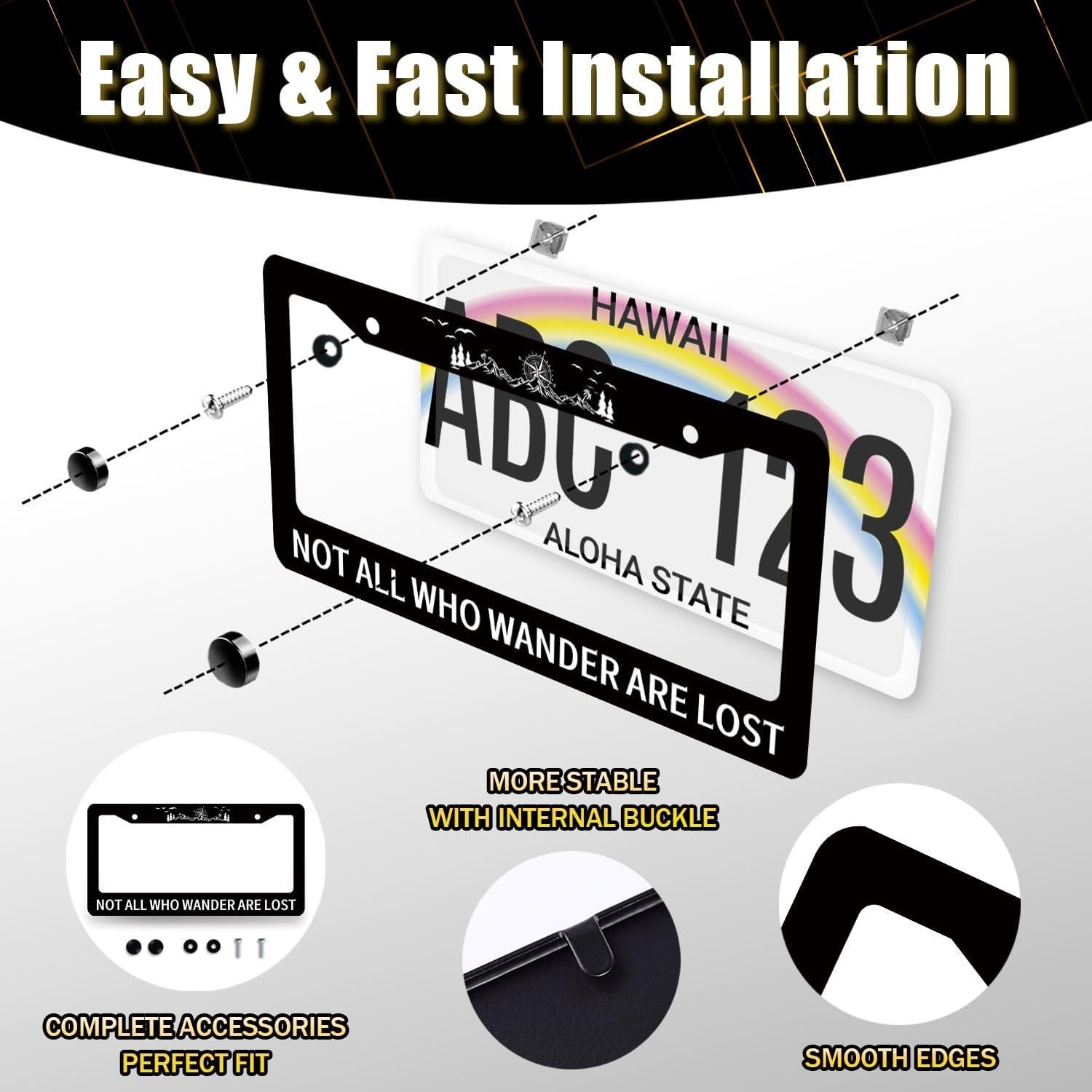 Marco de Matrícula MUAWUOIK Acero Inoxidable 31.2x16 cm Colorido