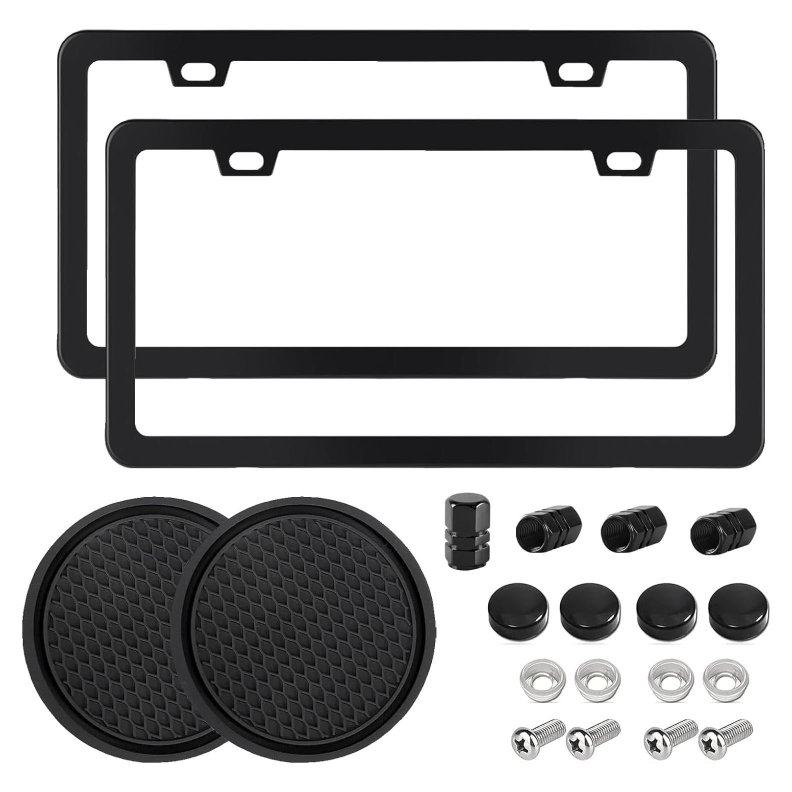 Marco de Placa de Licencia CoPvner Negro 2 Pack Aluminio Resistente