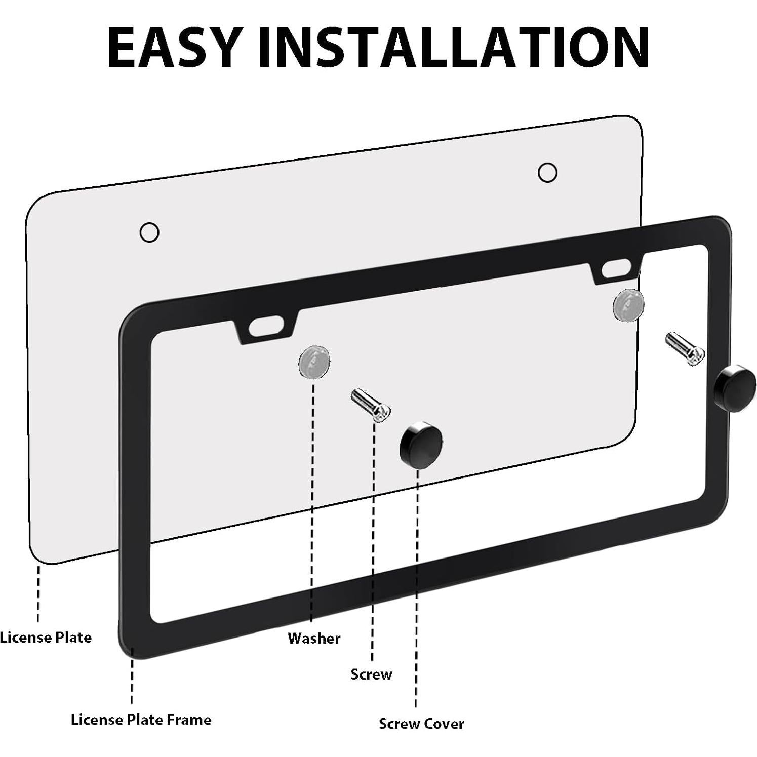 Marco de Placa de Licencia CoPvner Negro 2 Pack Aluminio Resistente