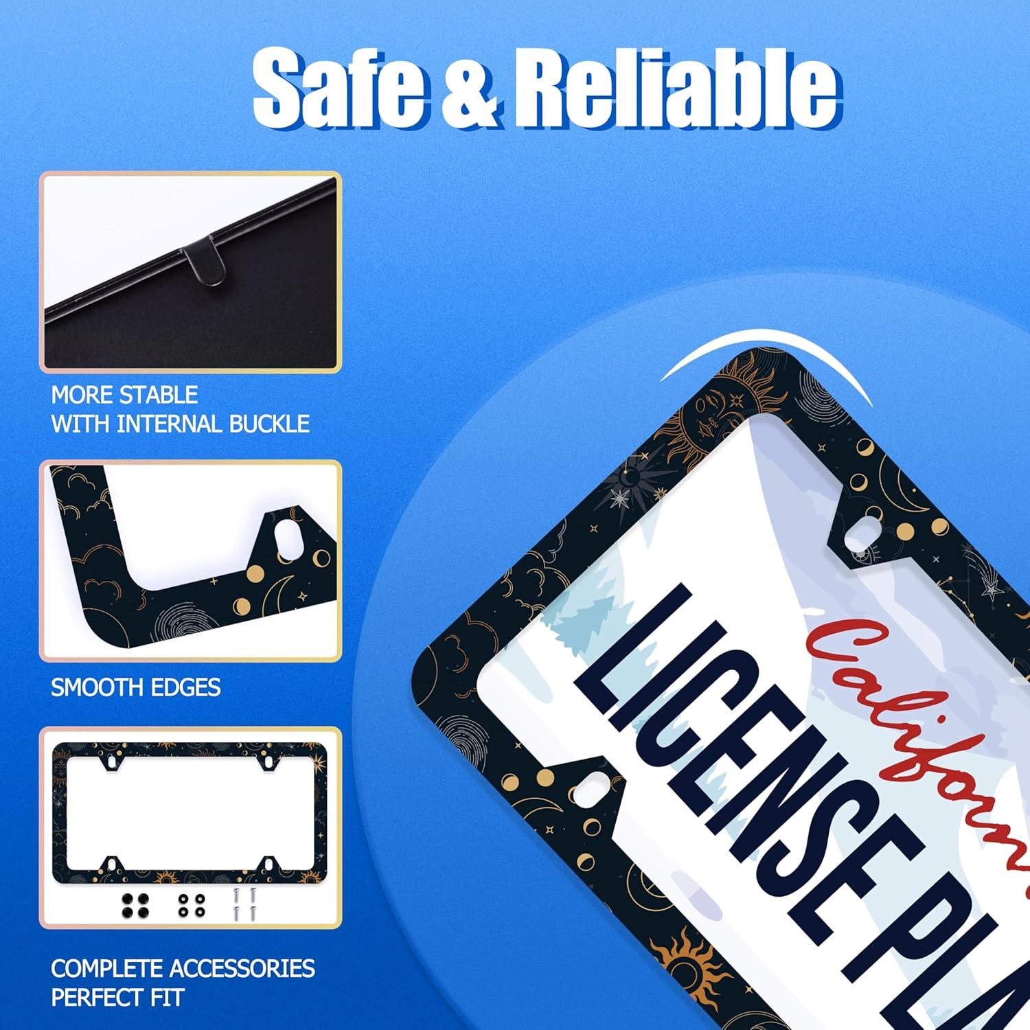 Marco de Placa de Licencia BRAGHRTED Sol Luna Estrellas 31x16 cm