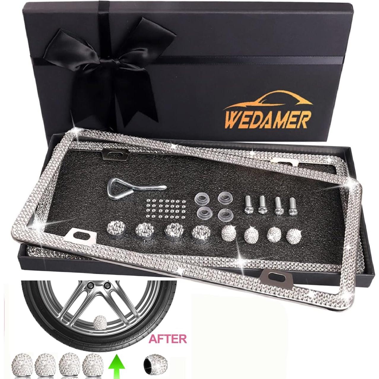 Paquete de 2 Marcos de Placa de Licencia Brillantes WEDAMER