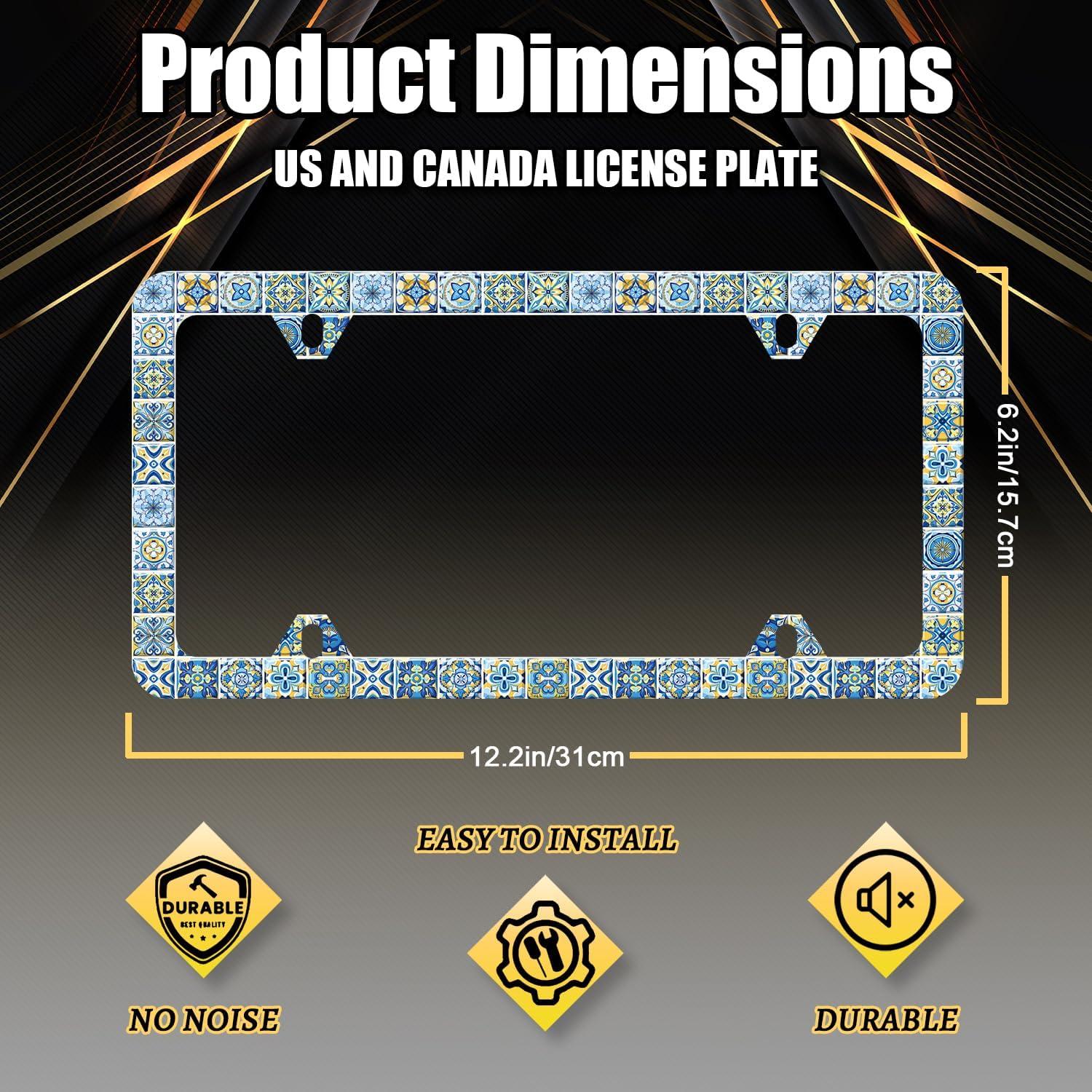 Marco de Placa de Licencia MUAWUOIK Azul Amarillo 31.2x16 cm