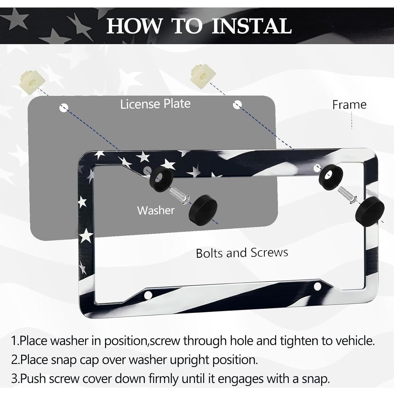 Marco de Placa de Licencia Americana LIN KANG Negro 30.5x15.2cm