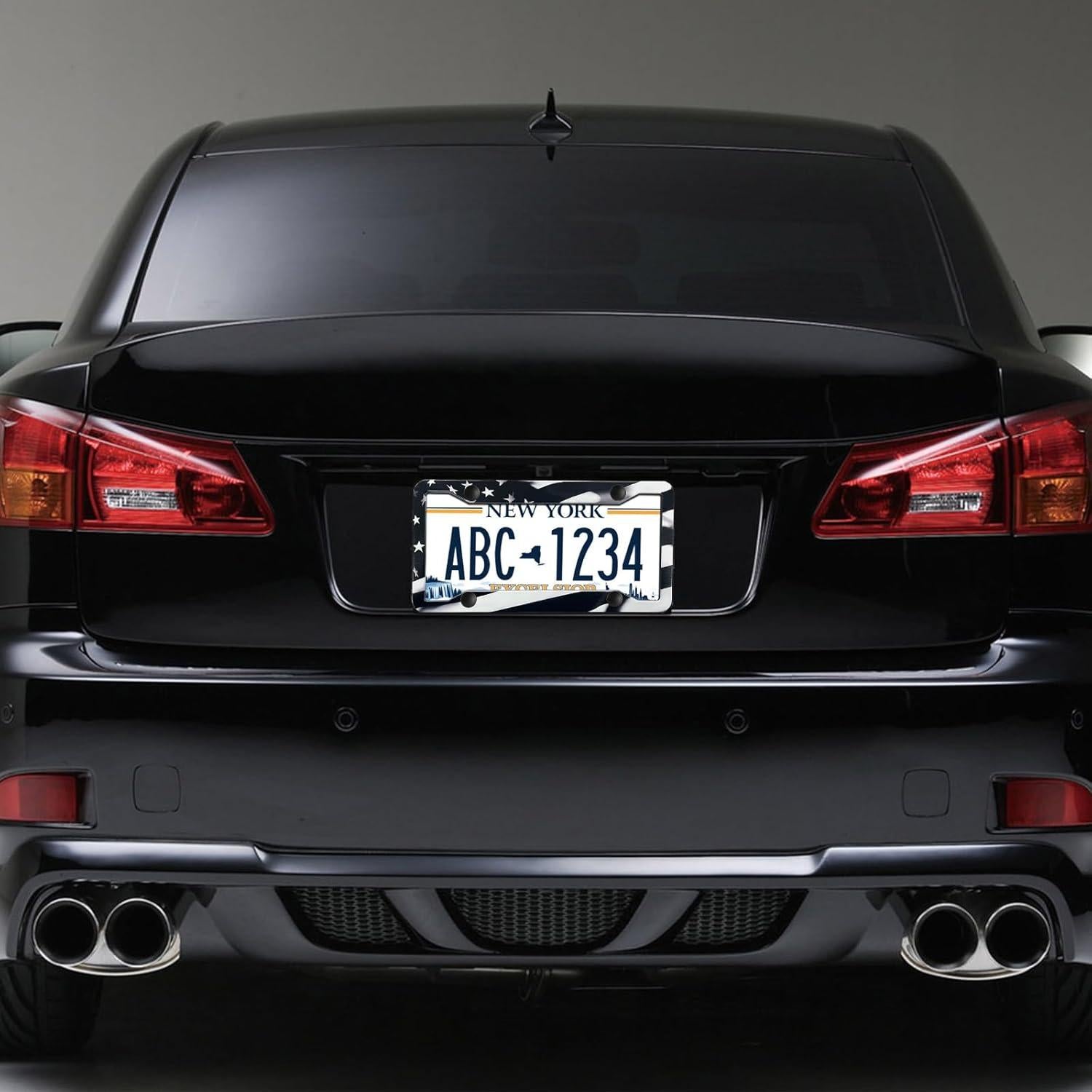 Marco de Placa de Licencia Americana LIN KANG Negro 30.5x15.2cm