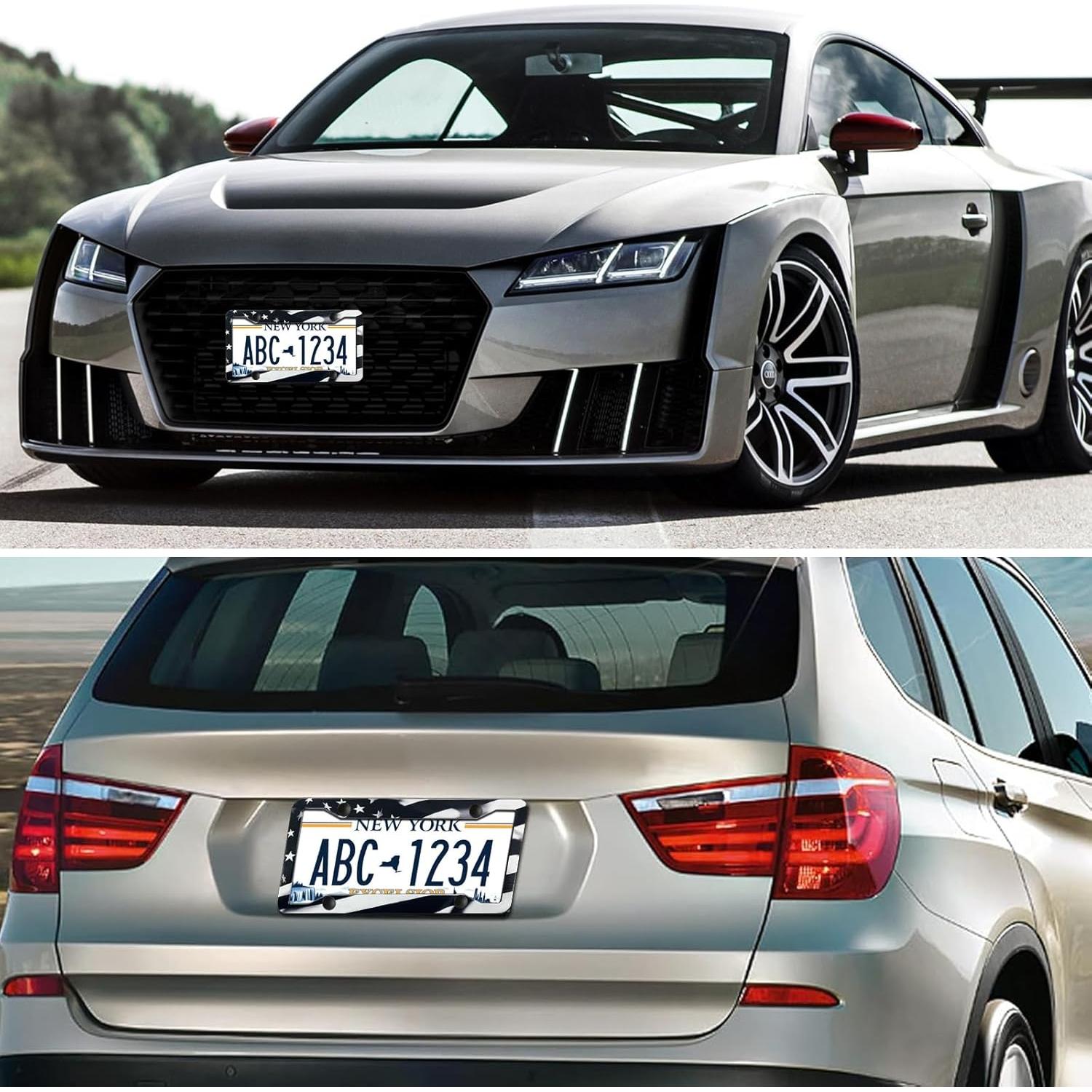 Marco de Placa de Licencia Americana LIN KANG Negro 30.5x15.2cm