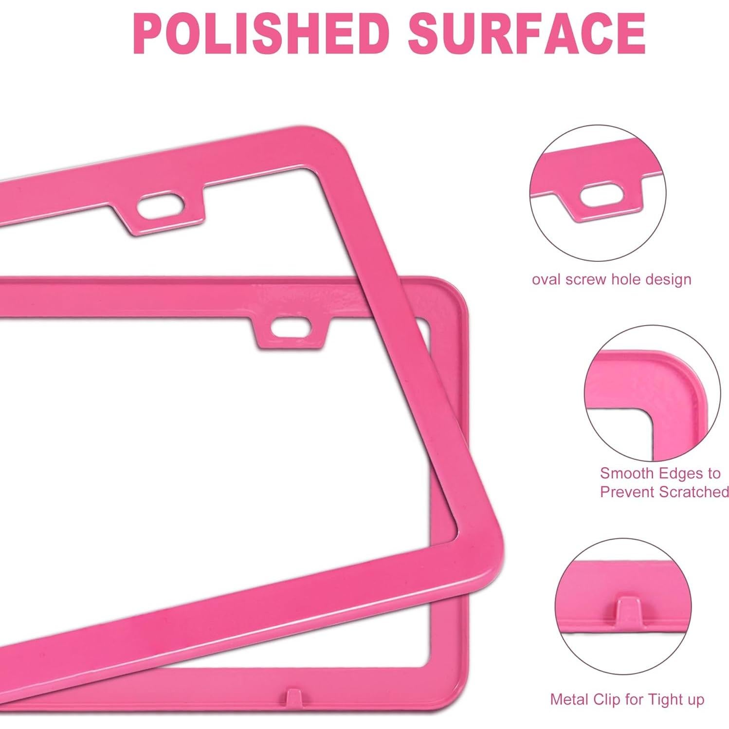 Marco de Placa de Licencia Rosa Carsories Universal 30.99x16cm