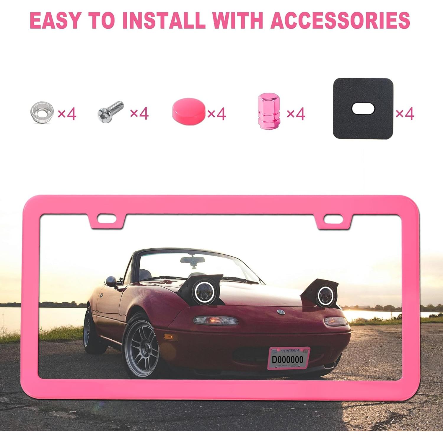 Marco de Placa de Licencia Rosa Carsories Universal 30.99x16cm