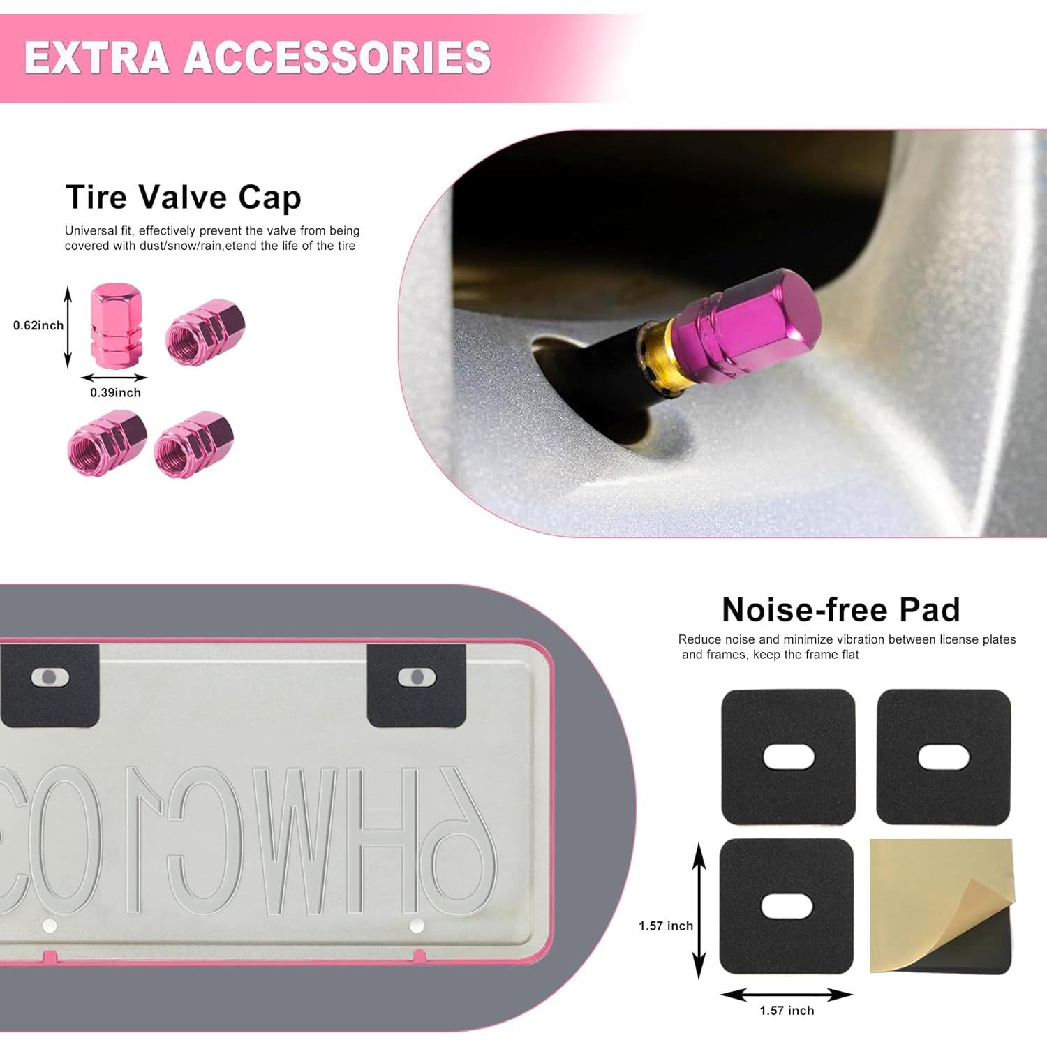 Marco de Placa de Licencia Rosa Carsories Universal 30.99x16cm