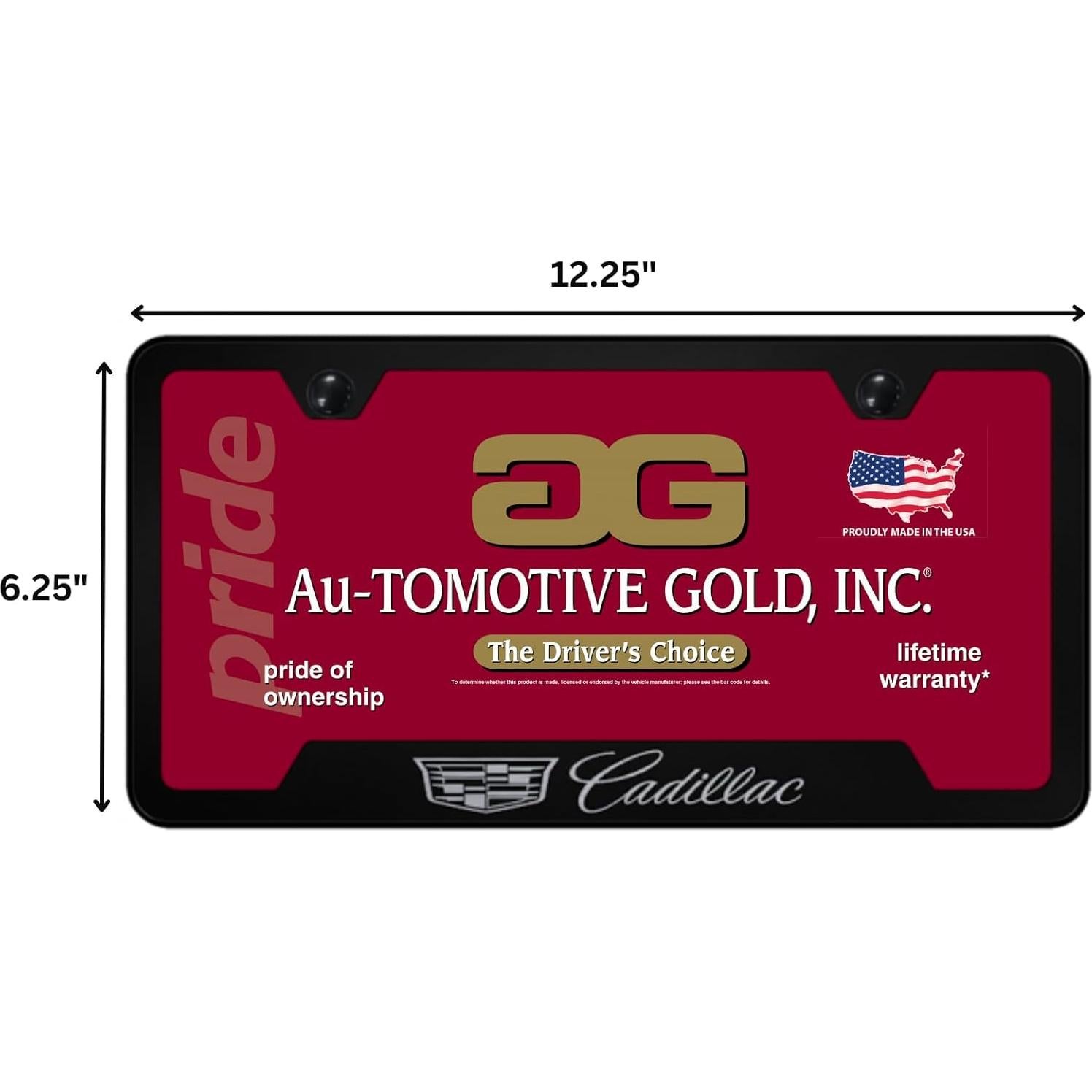 Marco de Placa de Licencia Au-Tomotive Gold Cadillac Negro