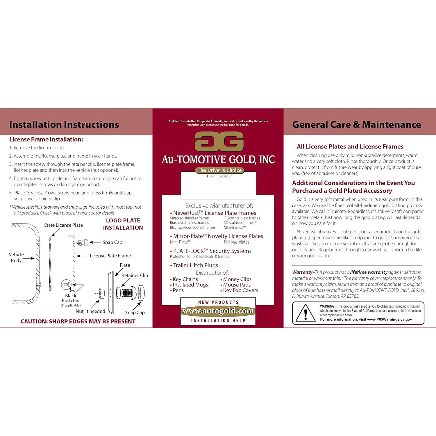 Marco de Placa de Licencia Au-Tomotive Gold Cadillac Negro