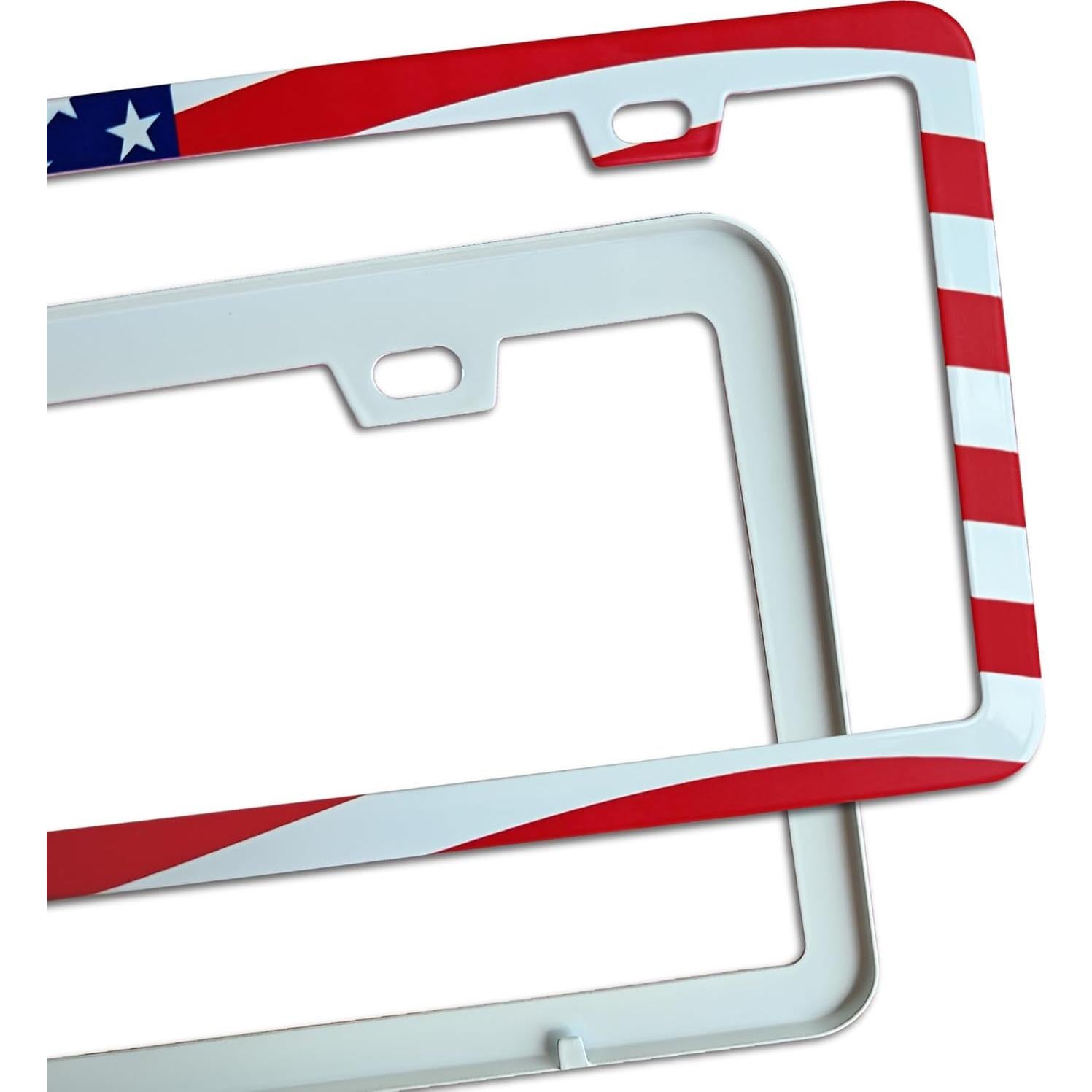 2 Marcos de Placa de Licencia Aluminio Yogrvner Bandera Americana