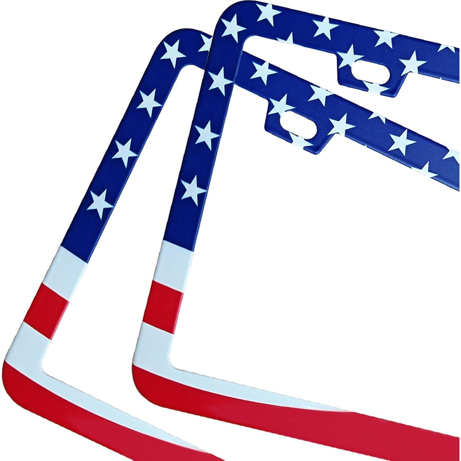 2 Marcos de Placa de Licencia Aluminio Yogrvner Bandera Americana