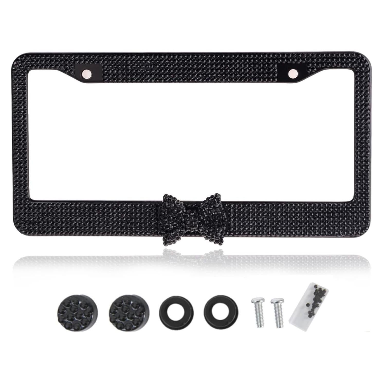 Marco de Placa de Licencia Brillante Bling Dynasty Negro