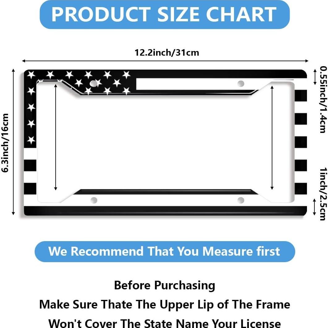 Marco de Placa de Licencia NOCITUN Bandera Americana 30.48x15.24 cm