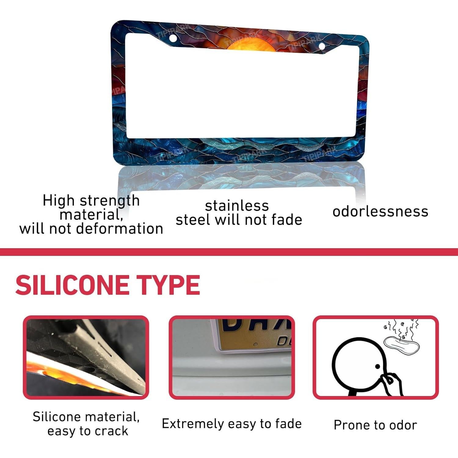 Marco de Placa de Licencia TIPIPARK Acero Inoxidable 2 Pzs