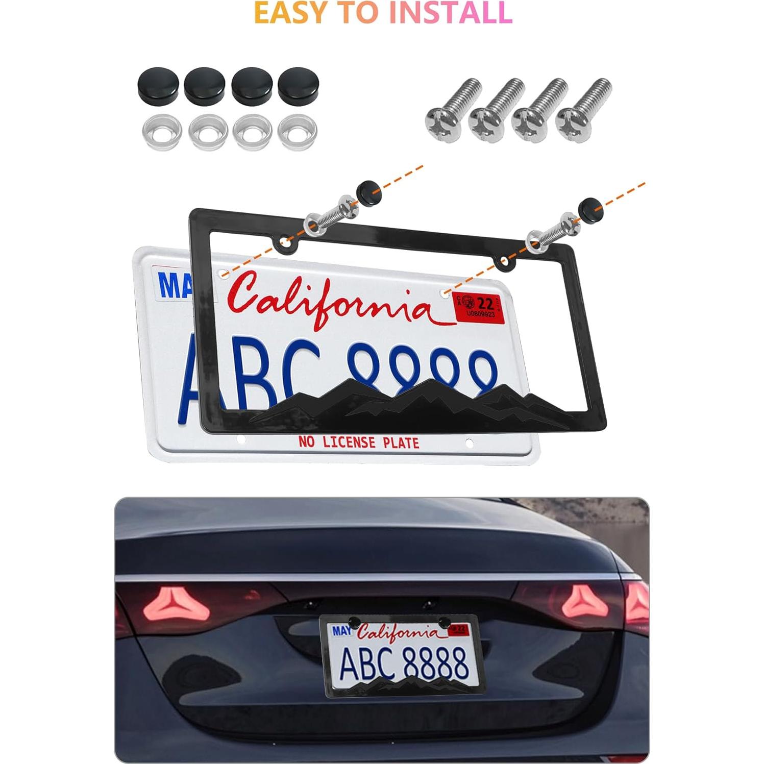 Marcos de Placas de Licencia 3D GNSZSN Negro Universal