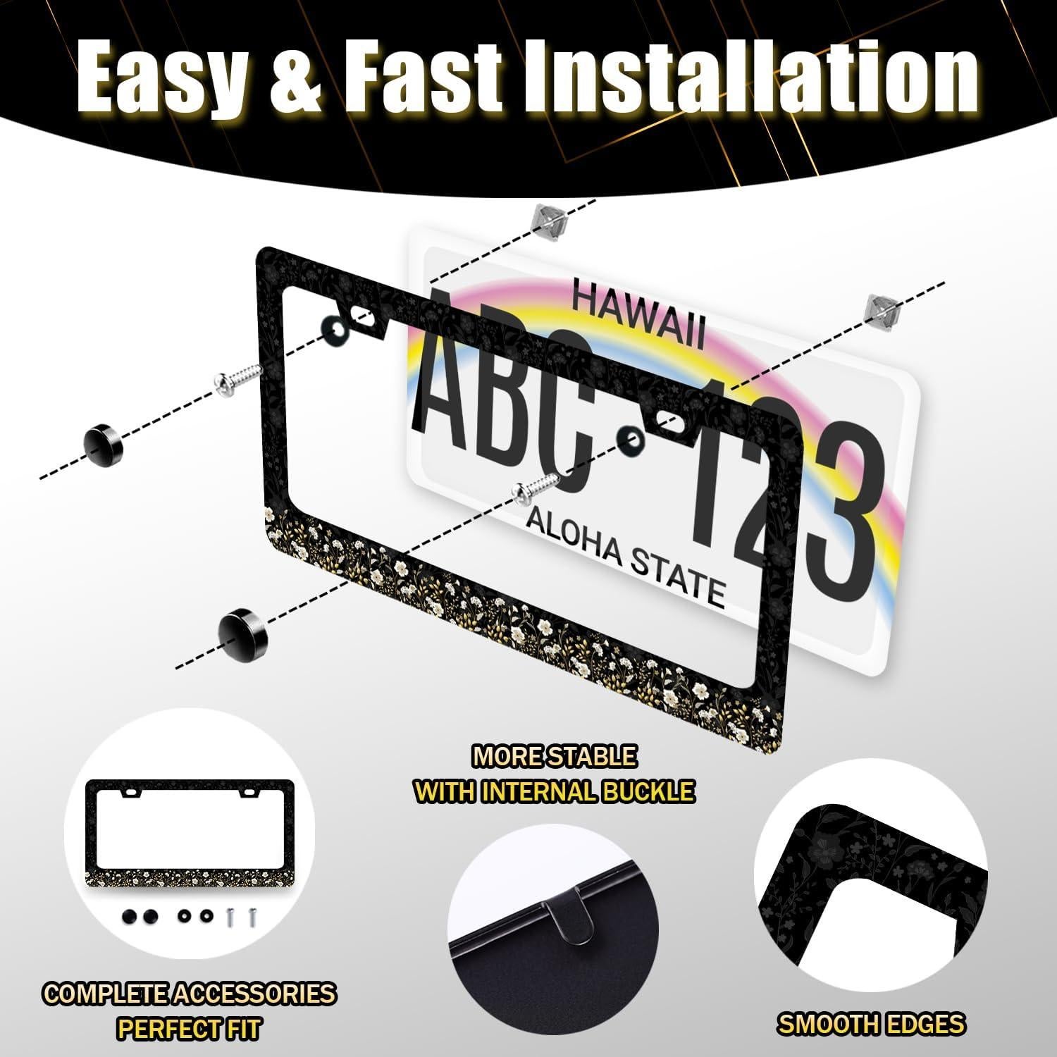 Marco de Placa de Licencia Floral RNKATIH 30.99cm x 15.75cm