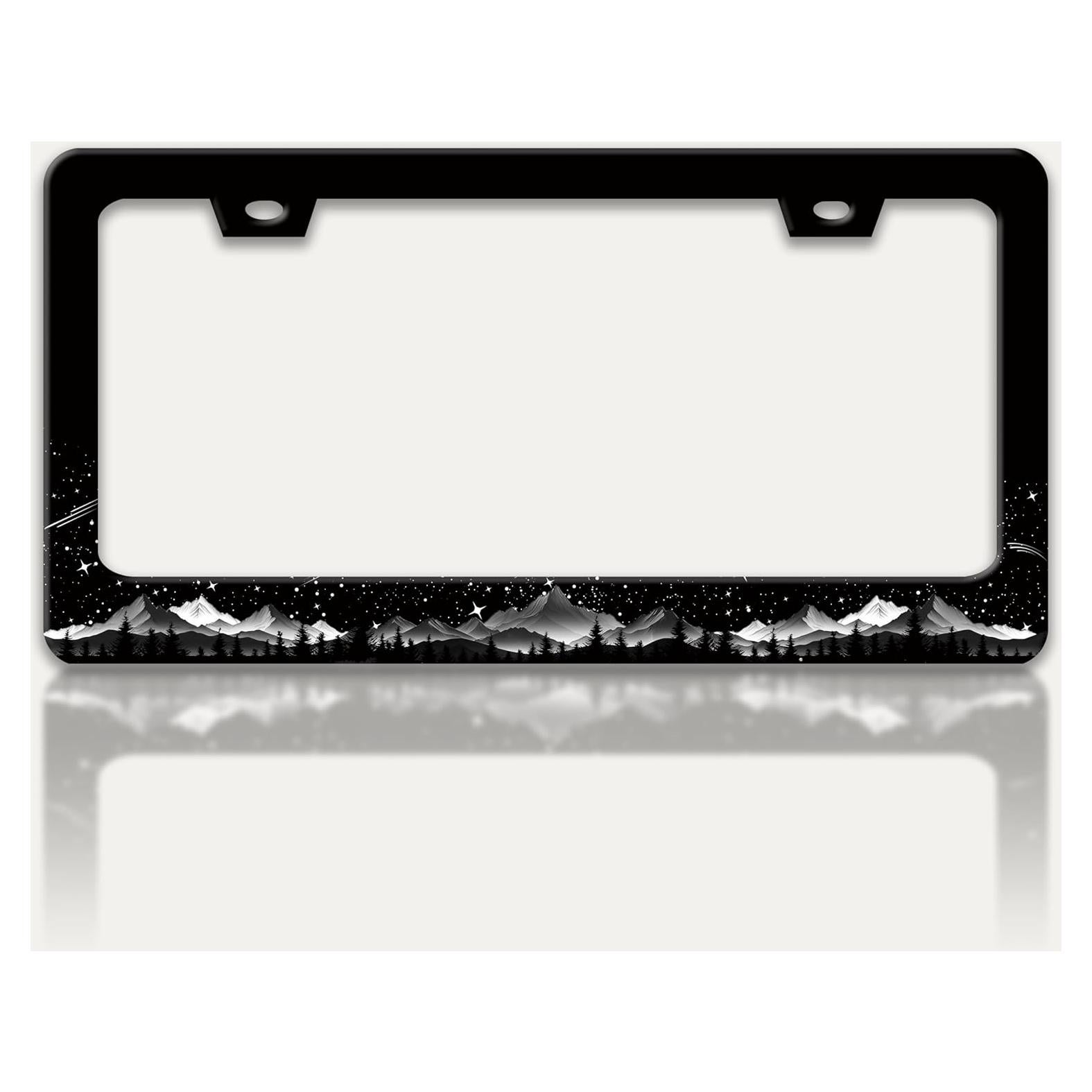 Marco de Placa de Licencia RTINRAN Montañas 30.48x15.24 cm Acero Inoxidable