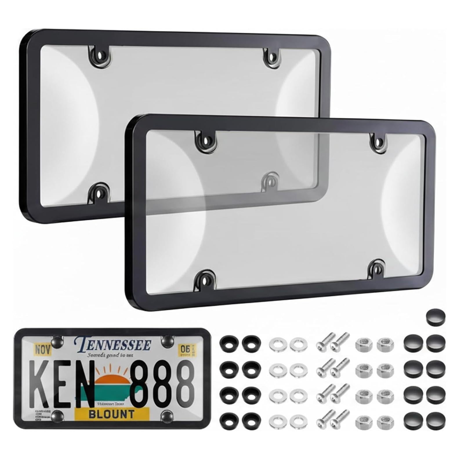 Protector de Placa de Licencia Nysivy 2PCS Negro Universal