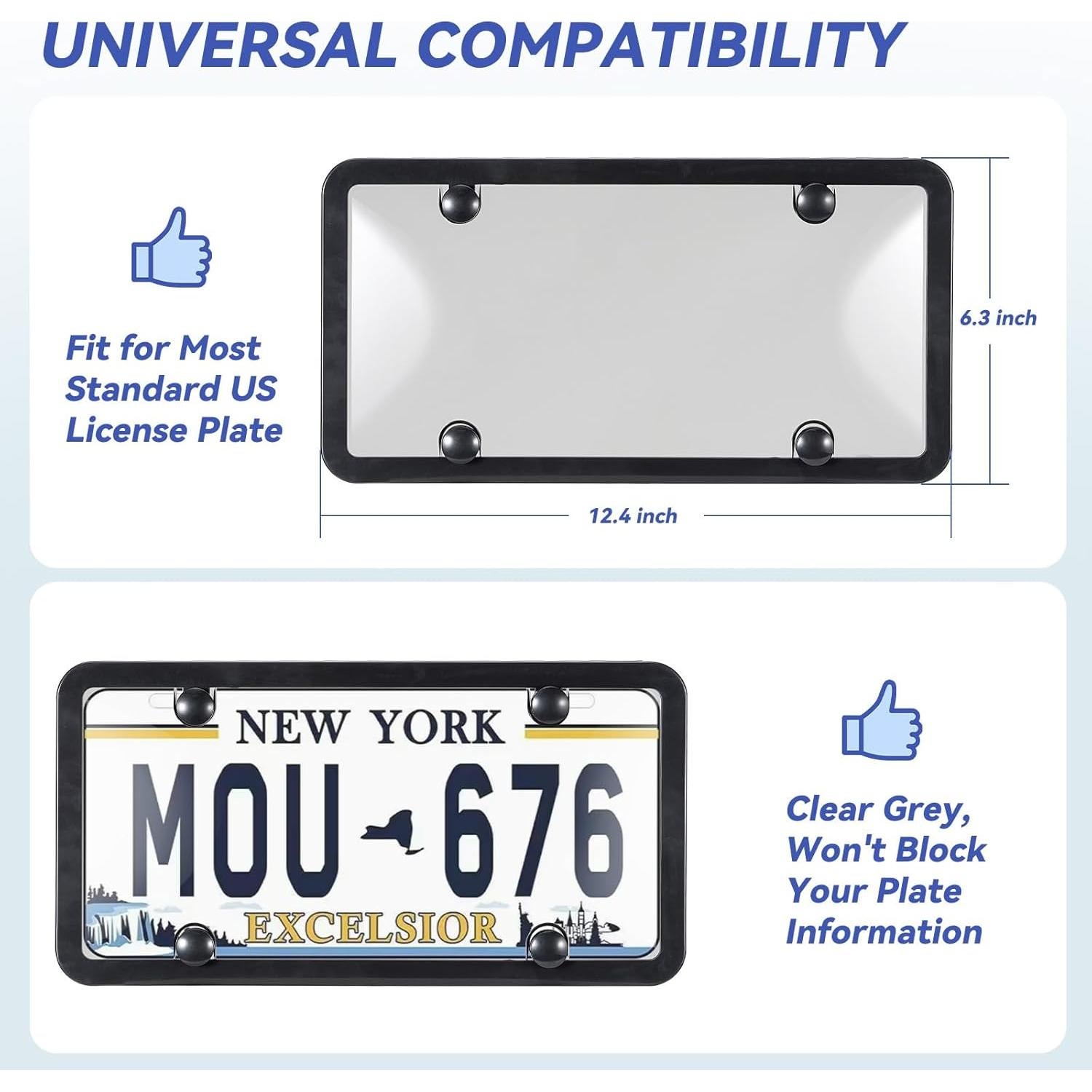 Protector de Placa de Licencia Nysivy 2PCS Negro Universal