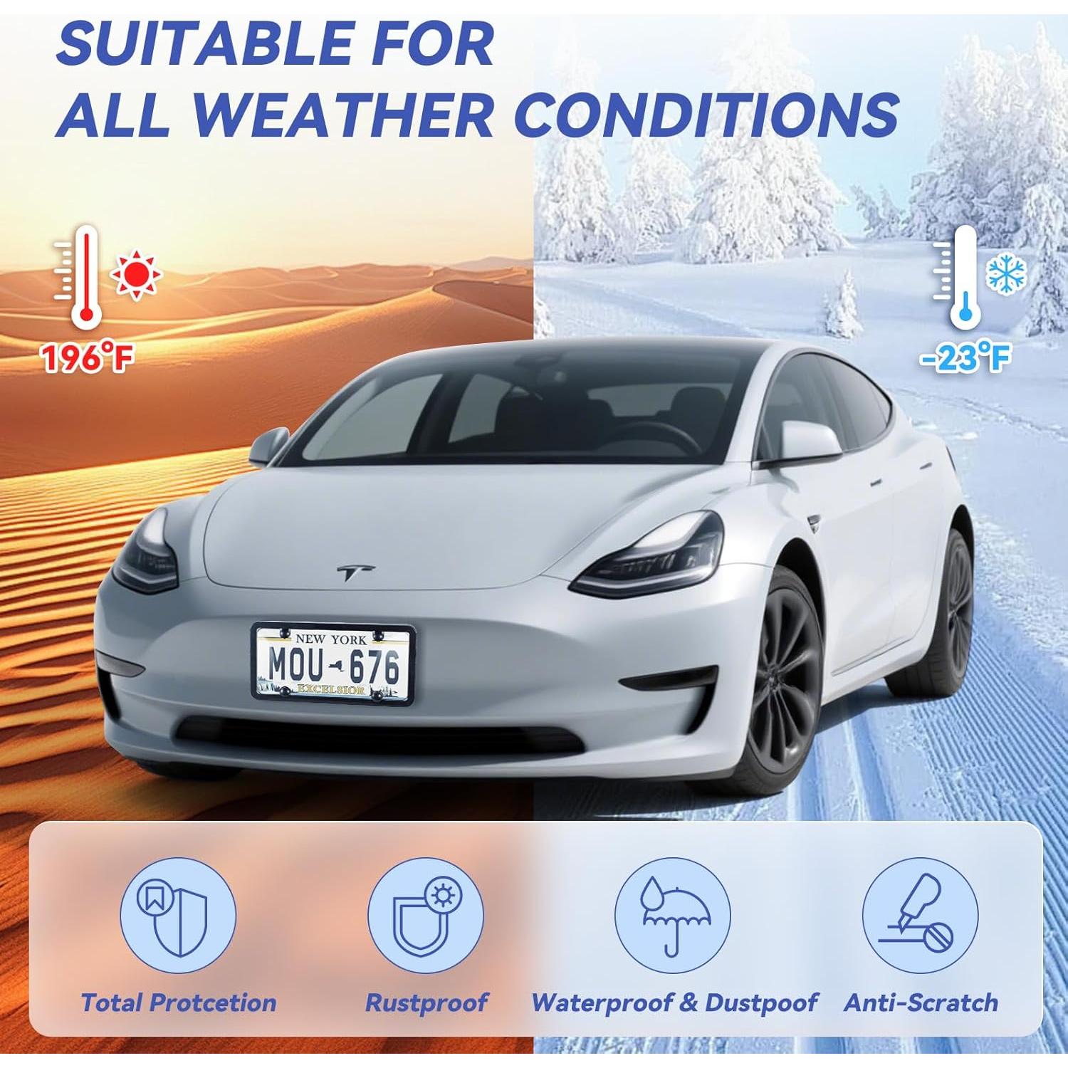 Protector de Placa de Licencia Nysivy 2PCS Negro Universal