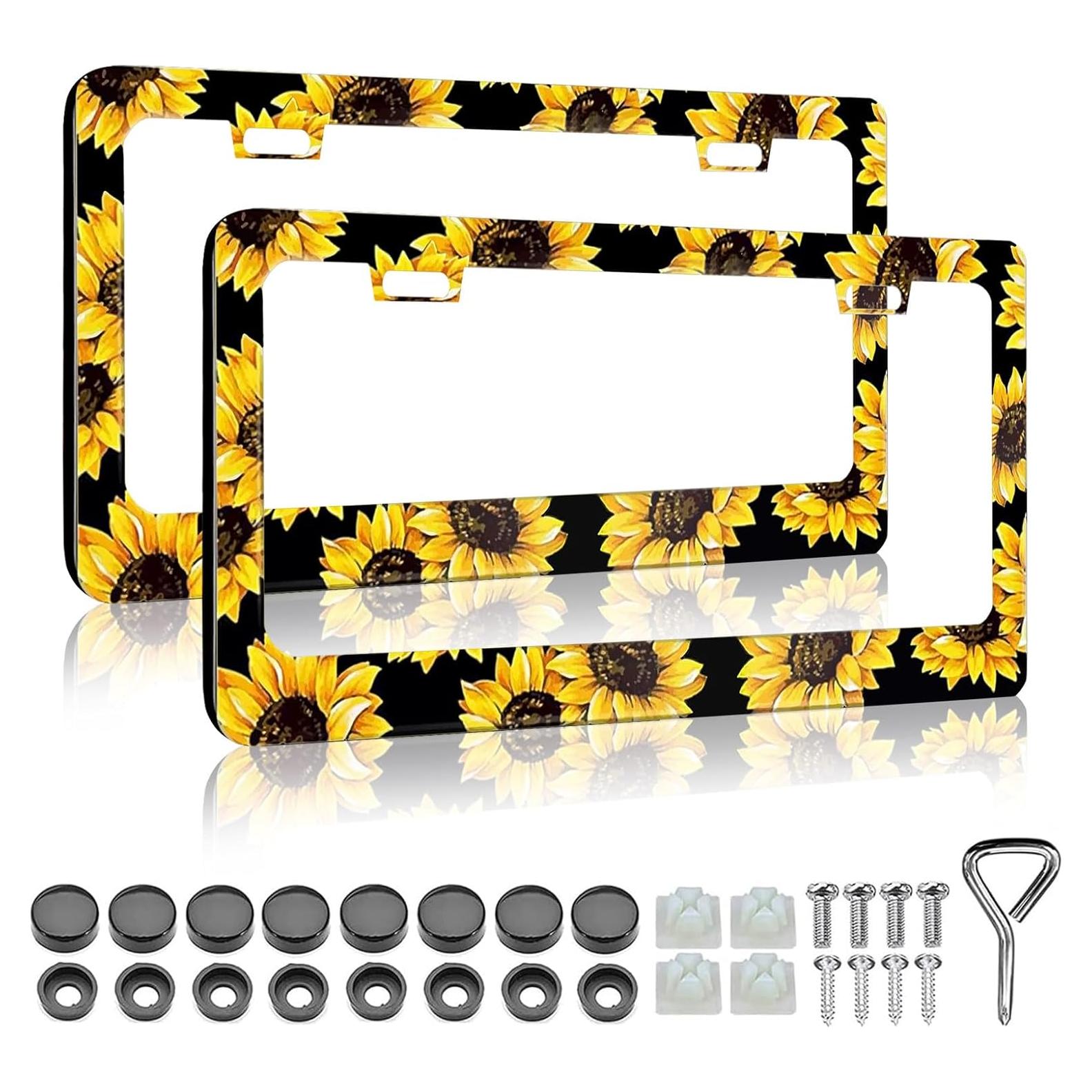 Marco de Placa de Licencia Girasol LIN KANG 30.9x16 cm 2 PCS