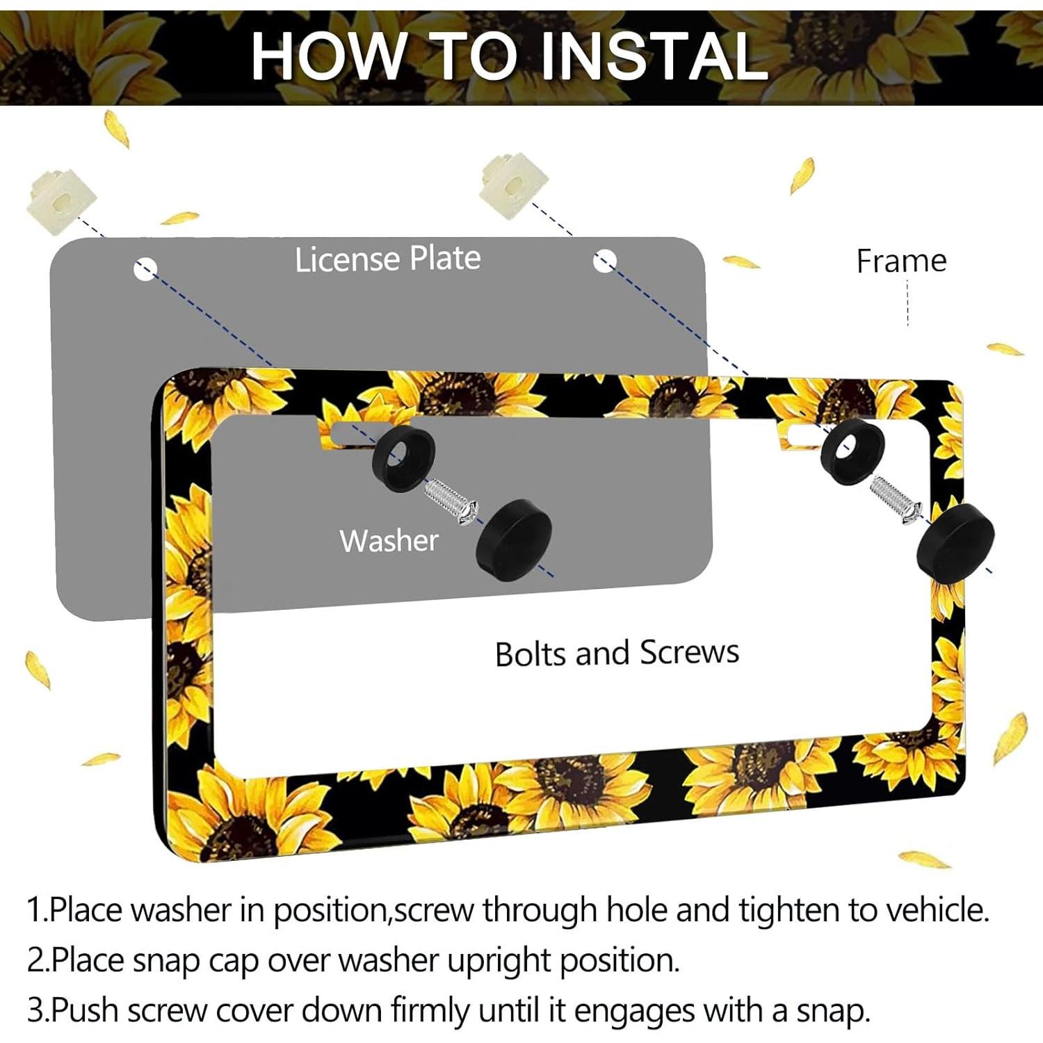 Marco de Placa de Licencia Girasol LIN KANG 30.9x16 cm 2 PCS