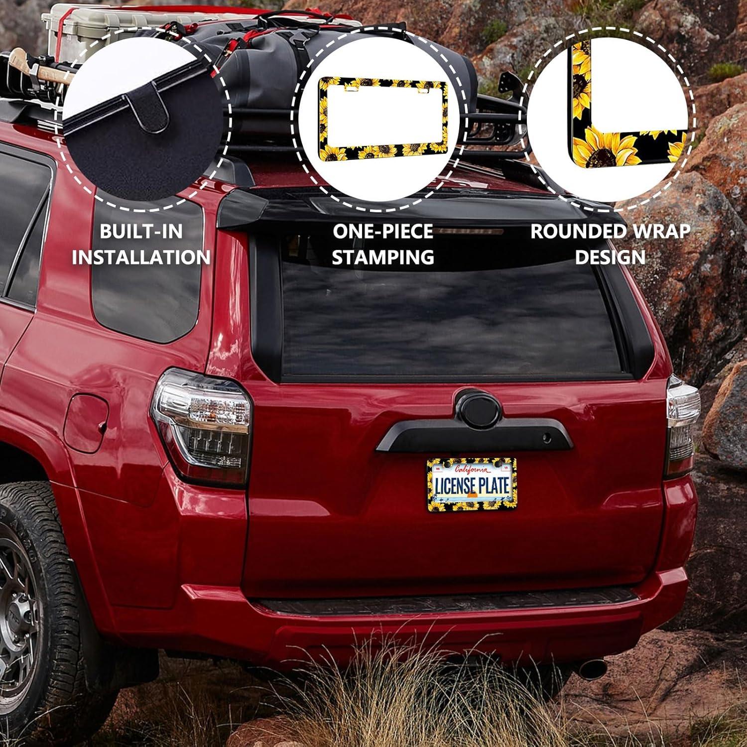 Marco de Placa de Licencia Girasol LIN KANG 30.9x16 cm 2 PCS