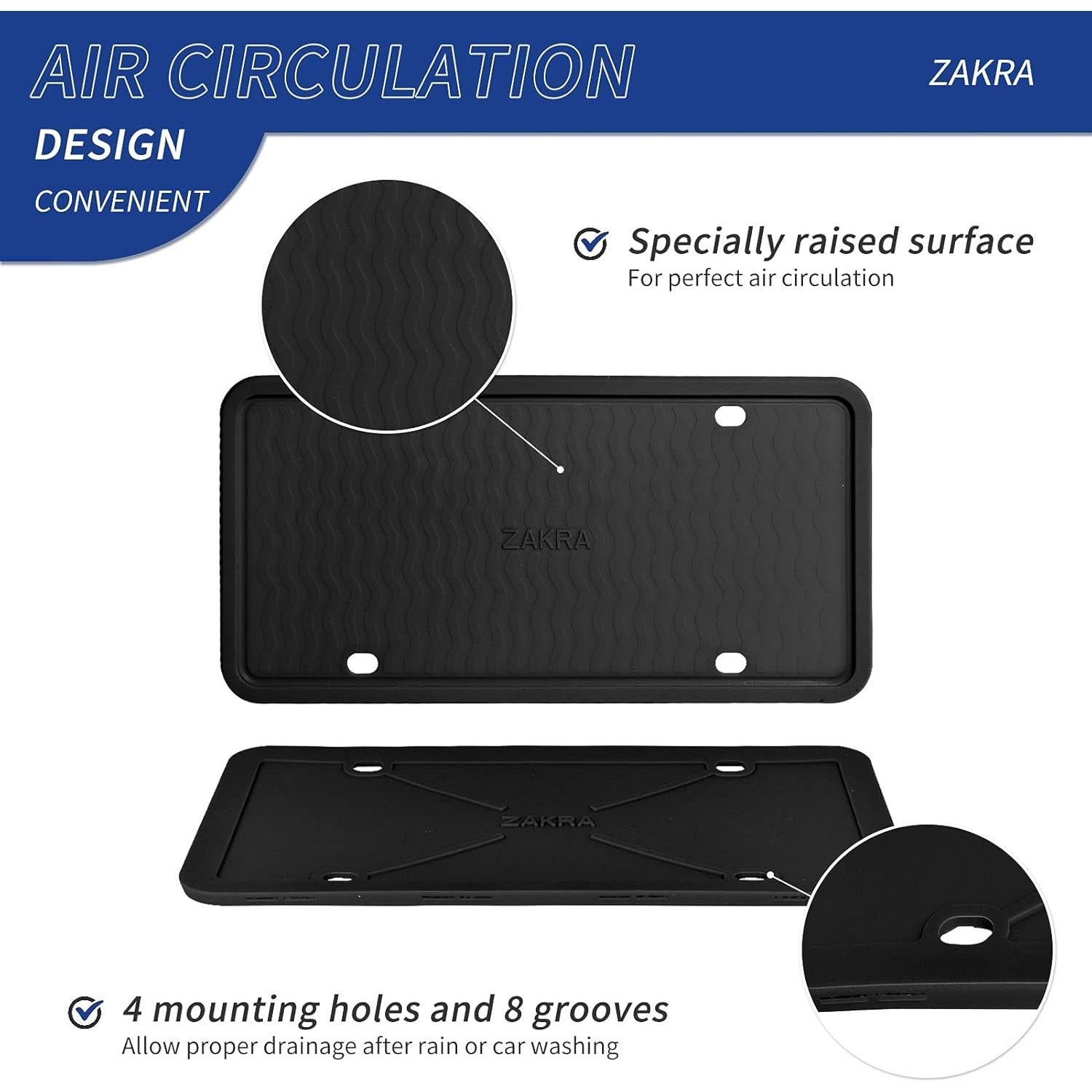 Marcos de Placas de Licencia ZAKRA Silicona Premium 2 Pzas